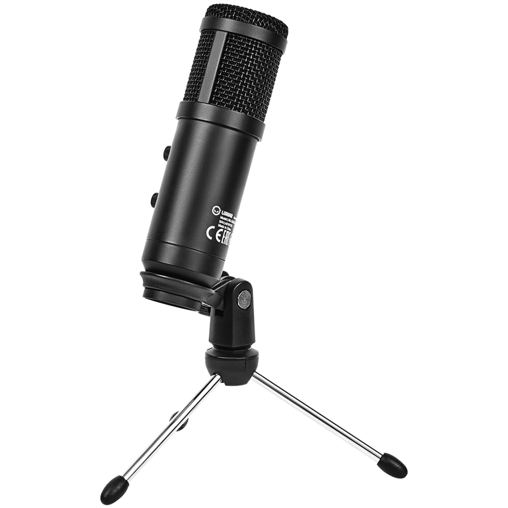 LORGAR Soner 313, Gaming Microphone, USB condenser microphone with Volume Knob & Echo Knob, Frequency Response: 80 Hz—17 kHz, including 1x Microphone, 1 x 2.5M USB Cable, 1 x Tripod Stand, dimensions: Ø47.4*158.2*48.1mm, weight: 243.0g, Black