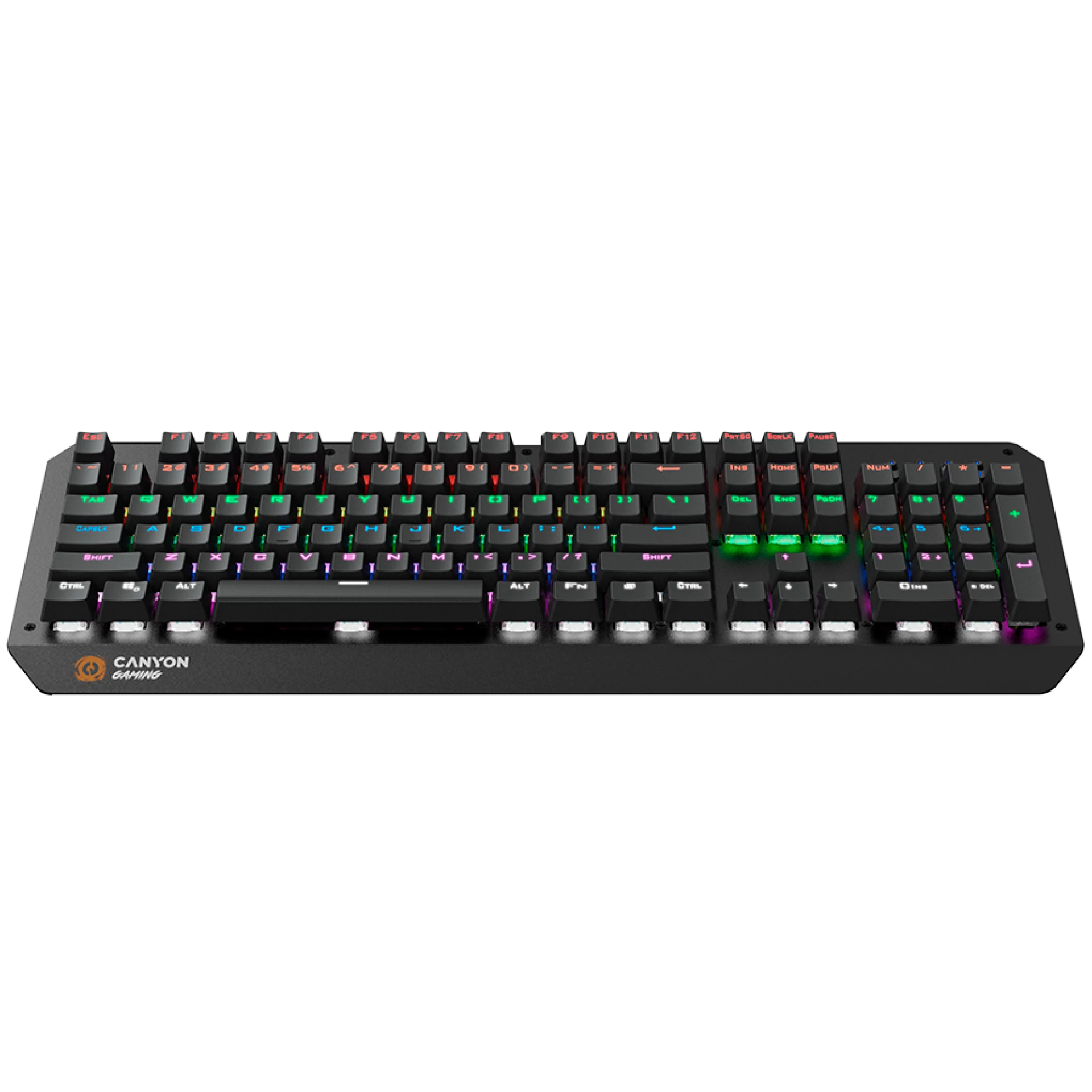 CANYON Wired multimedia gaming keyboard with lighting effect, 108pcs rainbow LED, Numbers 104keys, EN double injection layout, cable length 1.8M