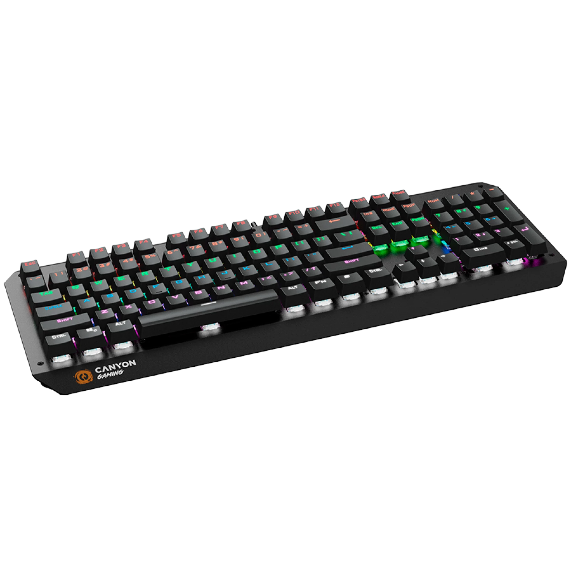 CANYON Wired multimedia gaming keyboard with lighting effect, 108pcs rainbow LED, Numbers 104keys, EN double injection layout, cable length 1.8M
