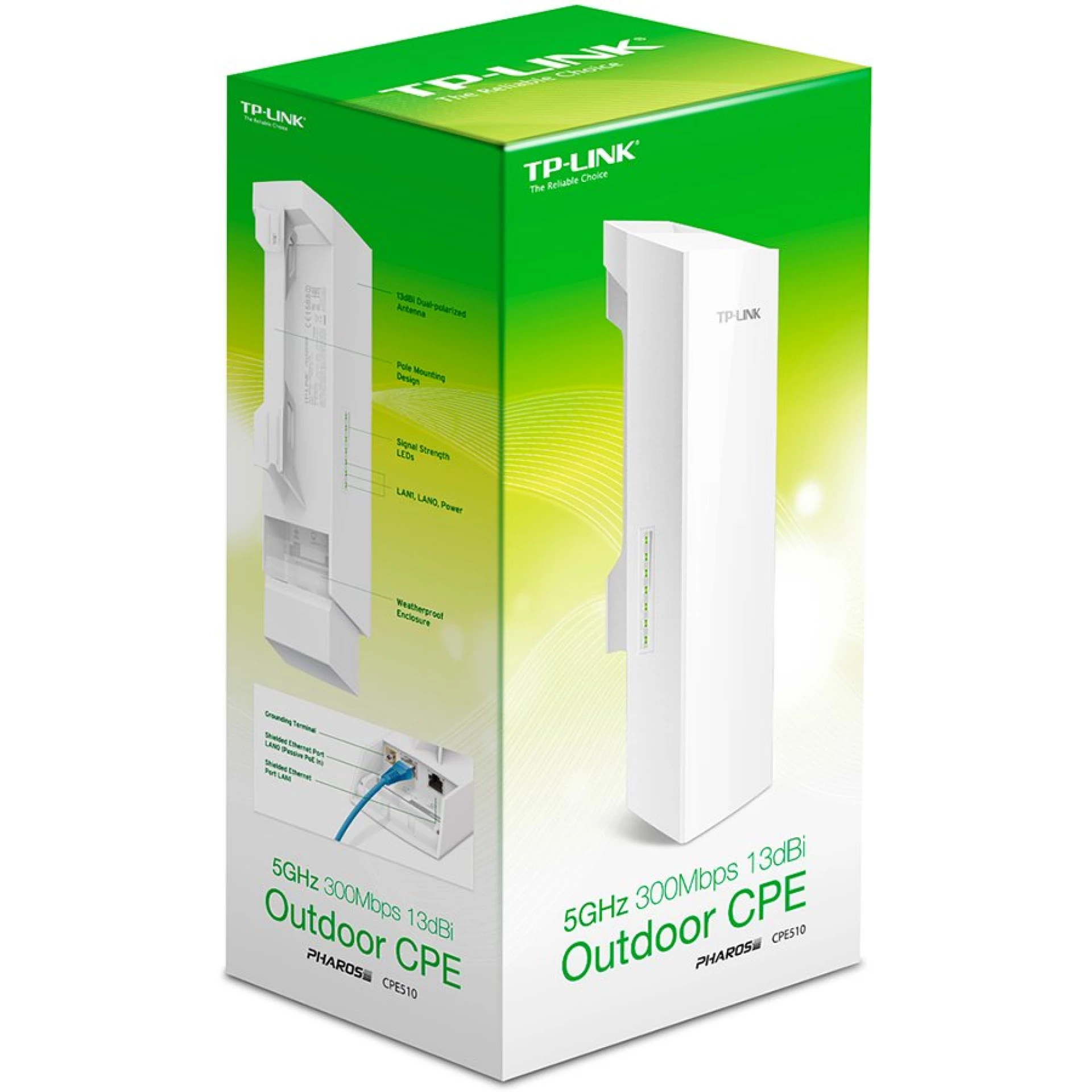Access Point TP-Link Outdoor 5GHz 300Mbps High power Wireless Access Point, WISP Client Router, up to 27dBm, QCA, 2T2R, 5Ghz 802.11a/n, High Sensitivity, 13dBi directional antenna, Weather proof, Passive PoE, support TDMA and central control