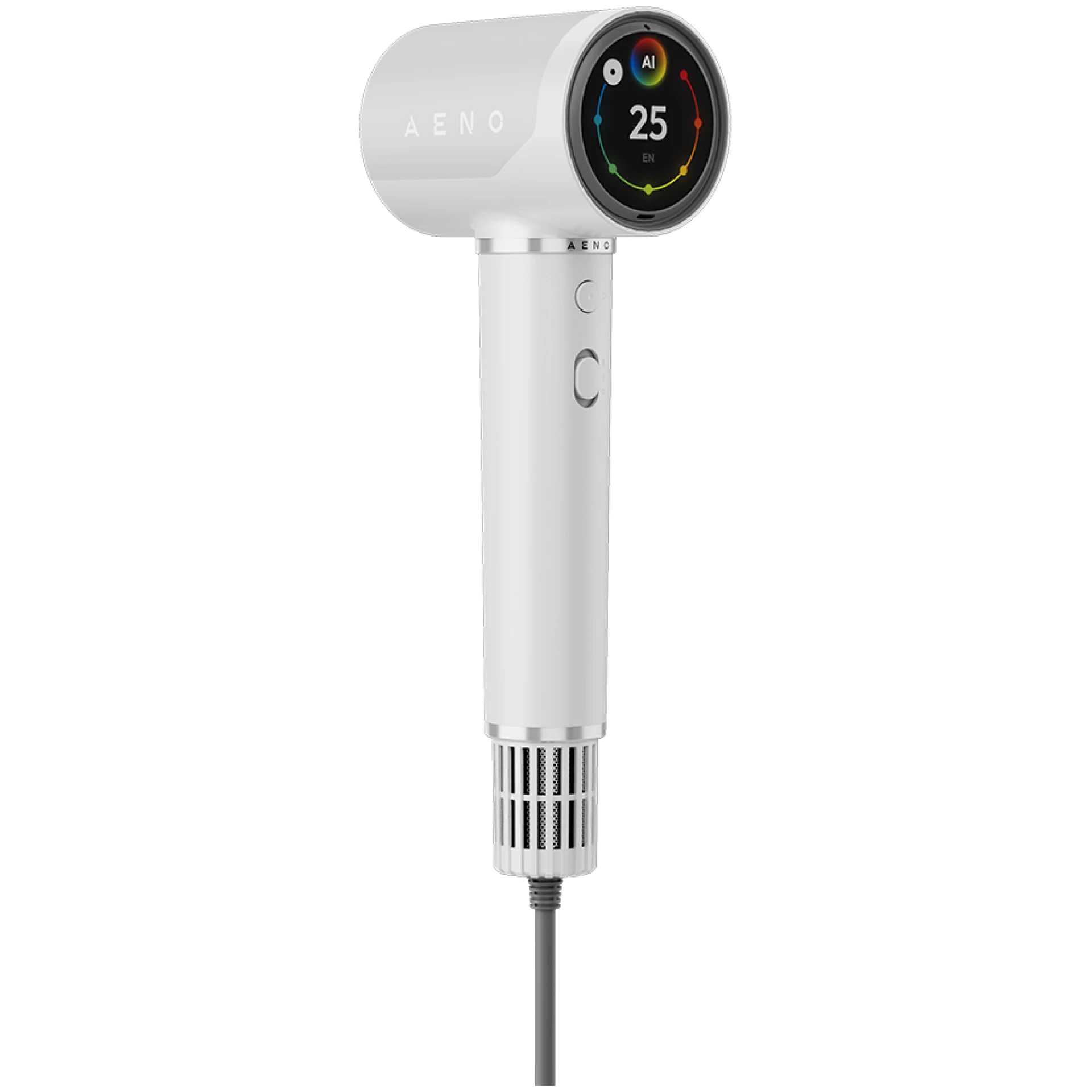 High Speed Hair Dryer, White, 220V-240V~50-60Hz, 1500W, Voice Control, Ionizer, Touch LCD, Infrared Nursing, Infrared Distance Protection, AI Control, Gravity Sensor 110000RPM, Noise less than 67dB