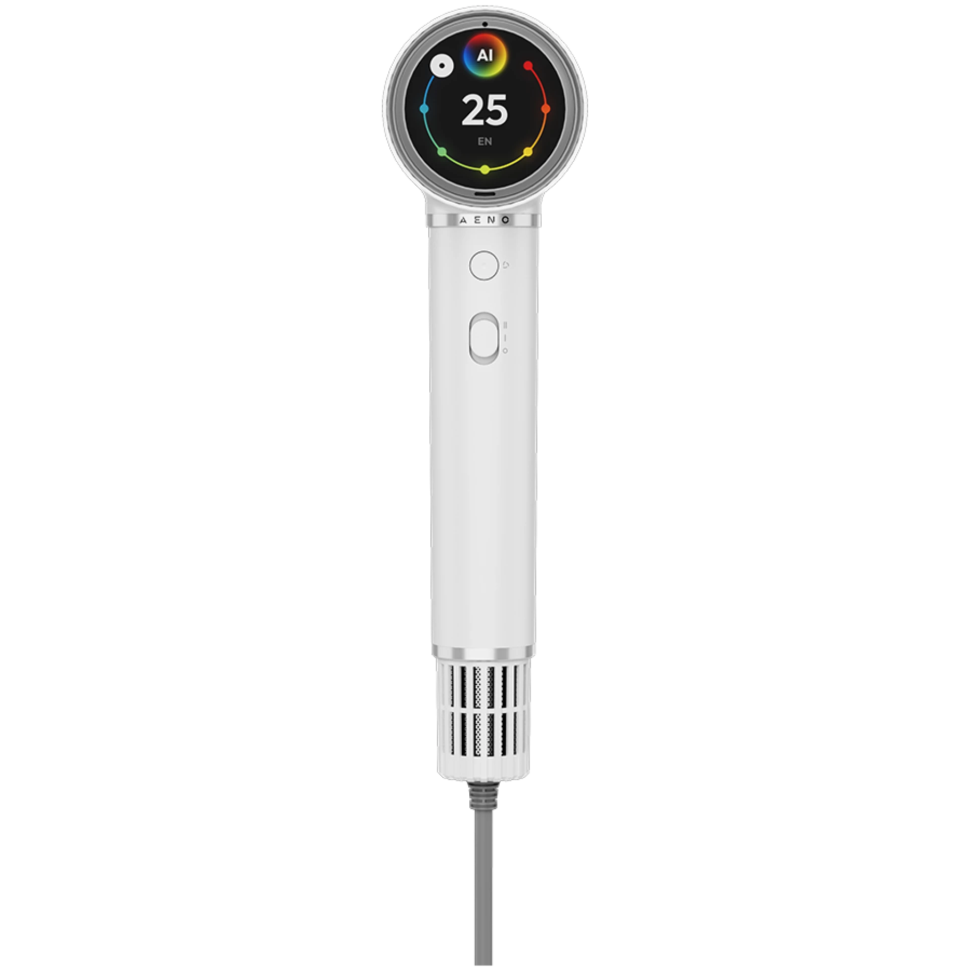 High Speed Hair Dryer, White, 220V-240V~50-60Hz, 1500W, Voice Control, Ionizer, Touch LCD, Infrared Nursing, Infrared Distance Protection, AI Control, Gravity Sensor 110000RPM, Noise less than 67dB