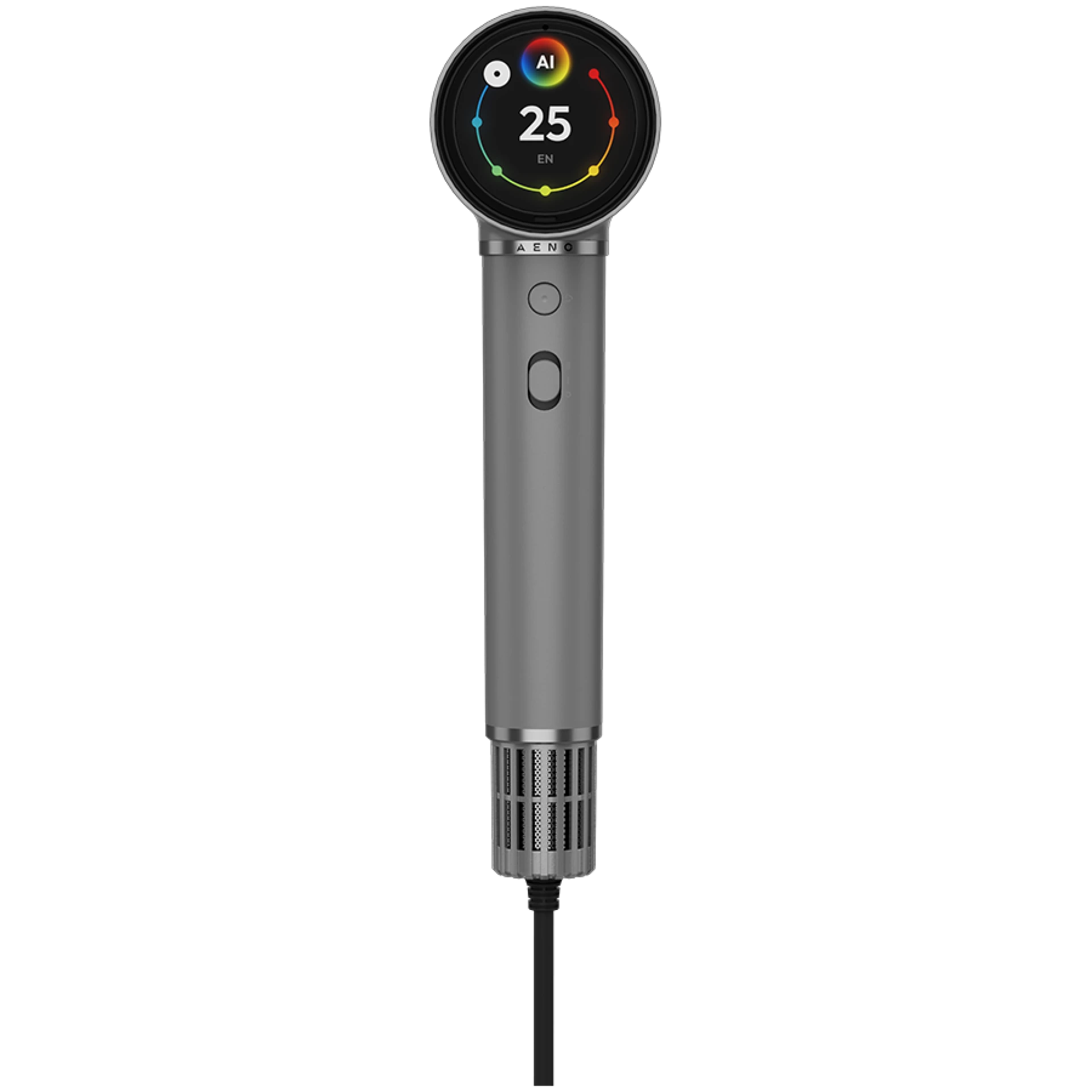 High Speed Hair Dryer, Grey, 220V-240V~50-60Hz, 1500W, Voice Control, Ionizer, Touch LCD, Infrared Nursing, Infrared Distance Protection, AI Control, Gravity Sensor 110000RPM, Noise less than 67dB