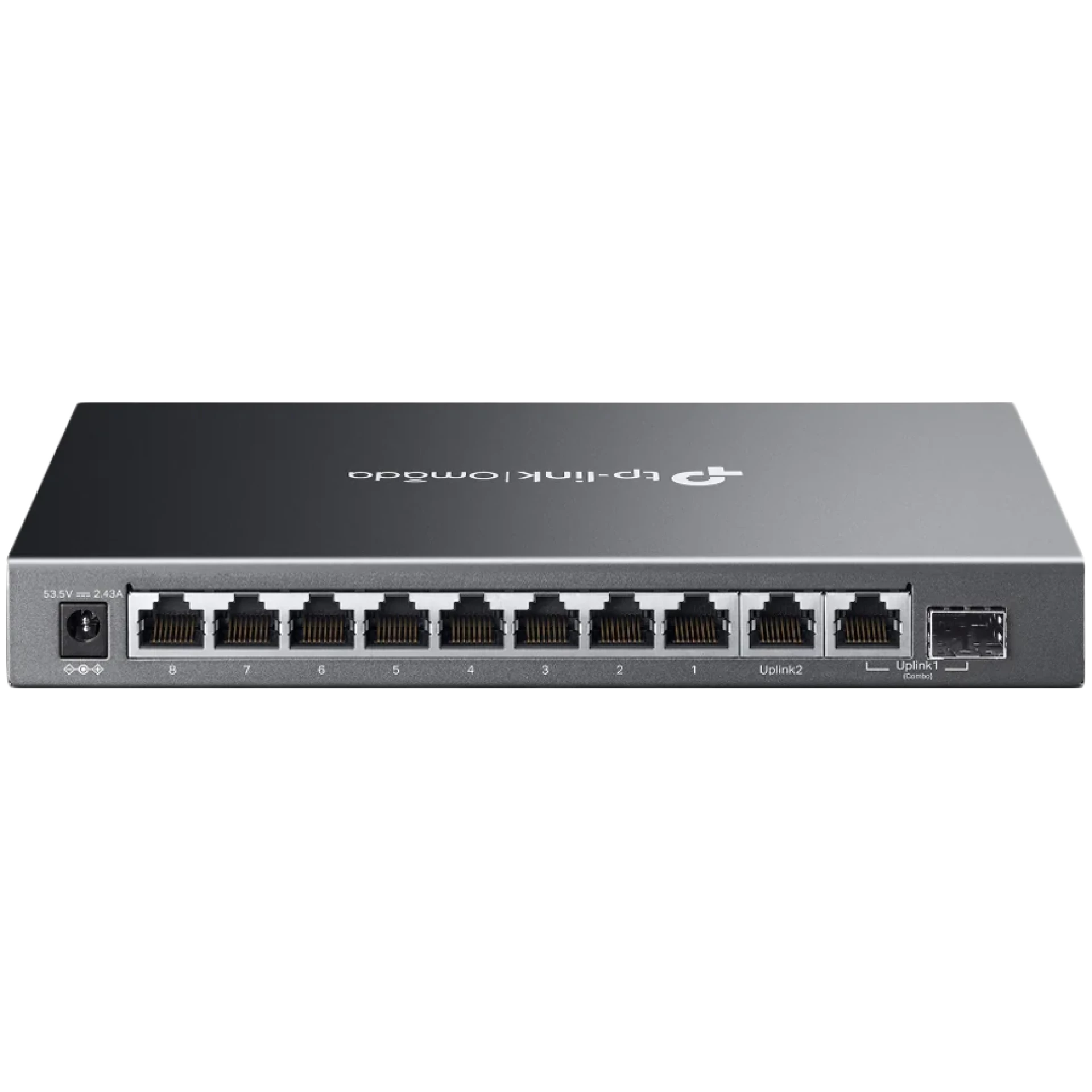 Omada 10-Port Gigabit Easy Managed Switch with 8-Port PoE+ 8× Gigabit PoE+ Ports, 1x Gigabit Non-PoE Ports, 1× Combo Gigabit RJ45/SFP Port 802.3at/af, 123 W PoE Power,  Desktop Steel Case and Fanless Integration with Omada SDN Controller