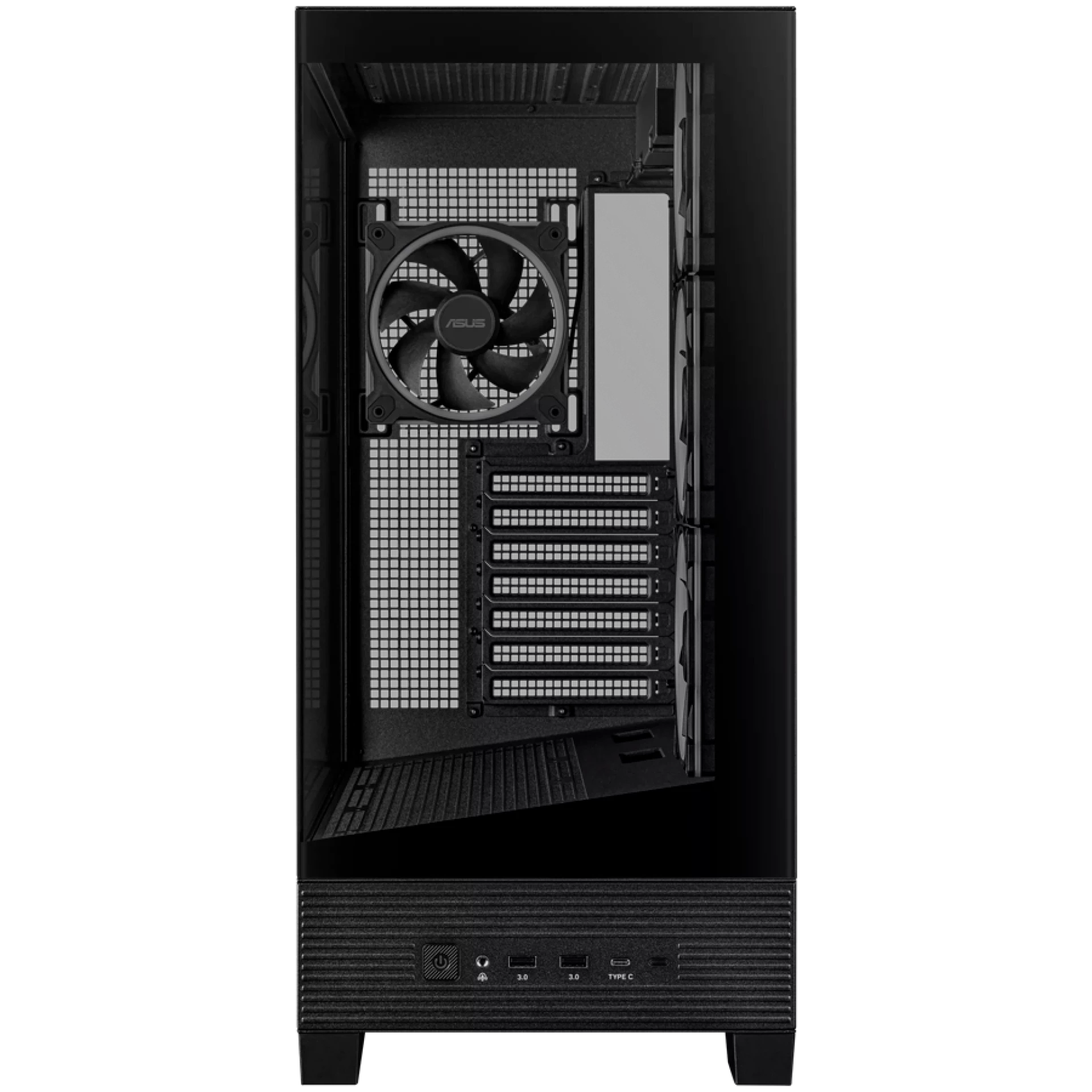 ASUS A31 PLUS Tempered Glass ATX case Black, support for hidden-connector motherboards, 360mm radiators and 380mm graphics cards, four pre-installed ARGB fans and clean cable management