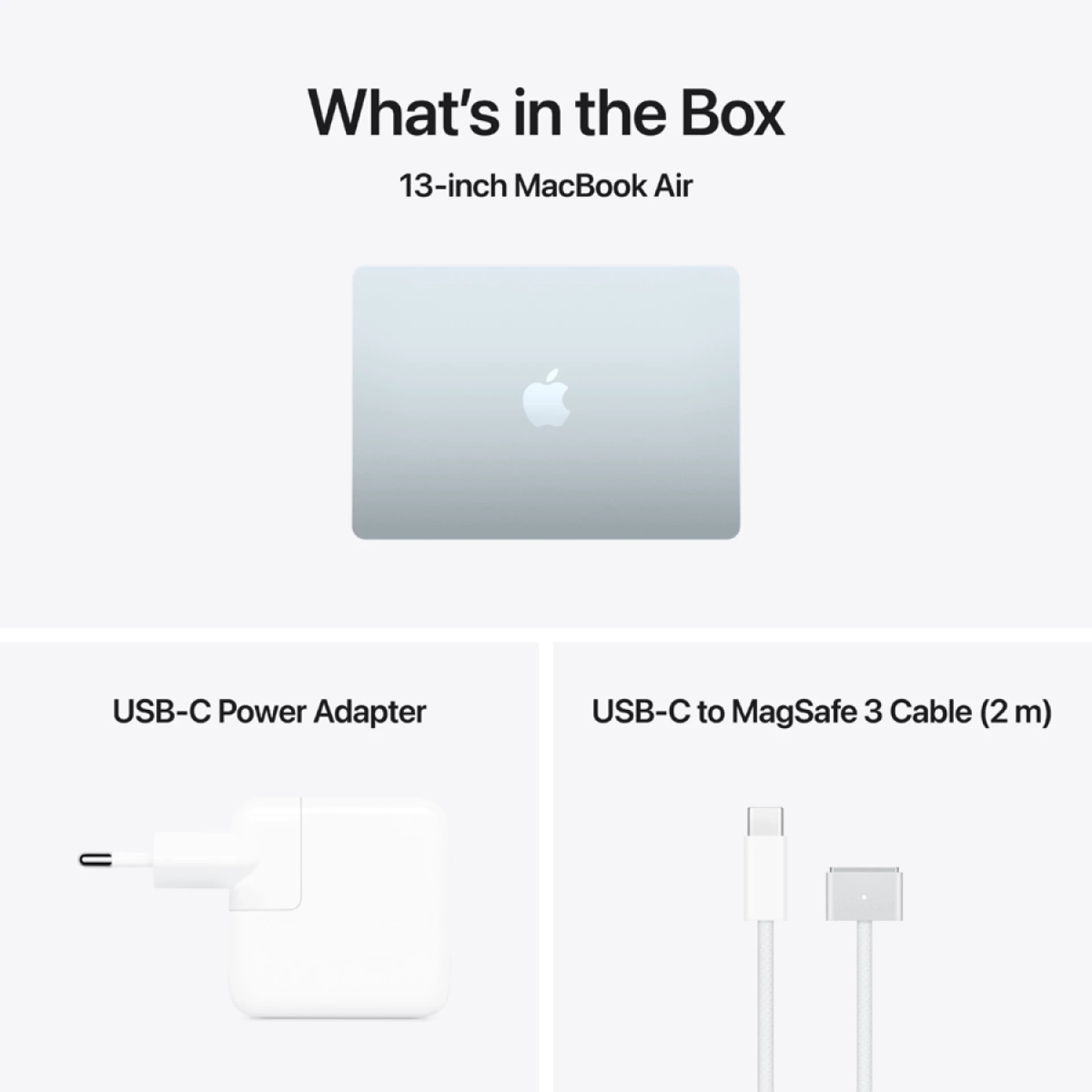 MacBook Air 13-inch,Sky Blue,Model A3449,M5 CHIP WITH 10C CPU, 8C GPU,16GB unified memory,30W USB-C Power Adapter,512GB SSD storage,Two Thunderbolt 4 Ports,Touch ID,Liquid Retina display,Force Touch Trackpad, KEYBOARD-INT