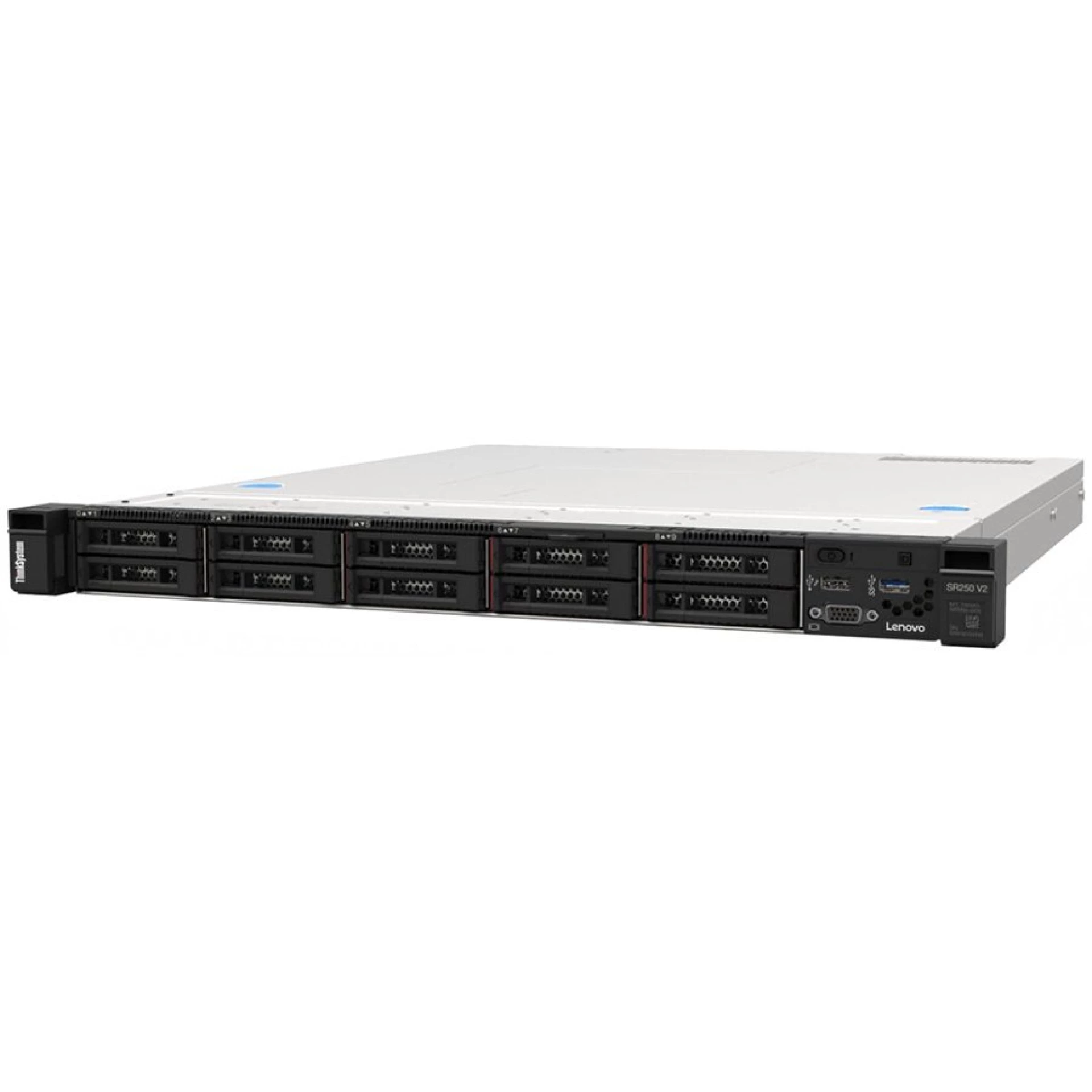 Lenovo ThinkSystem SR250 V2; Intel Xeon E-2334(4C 3.4GHz 8MB Cache/65W); 1x16GB UDIMM; O/B, 2.5" HS (8), SW RAID; HS 450W Titanium PSU, XCC Enterprise, Rails, 3yr warranty