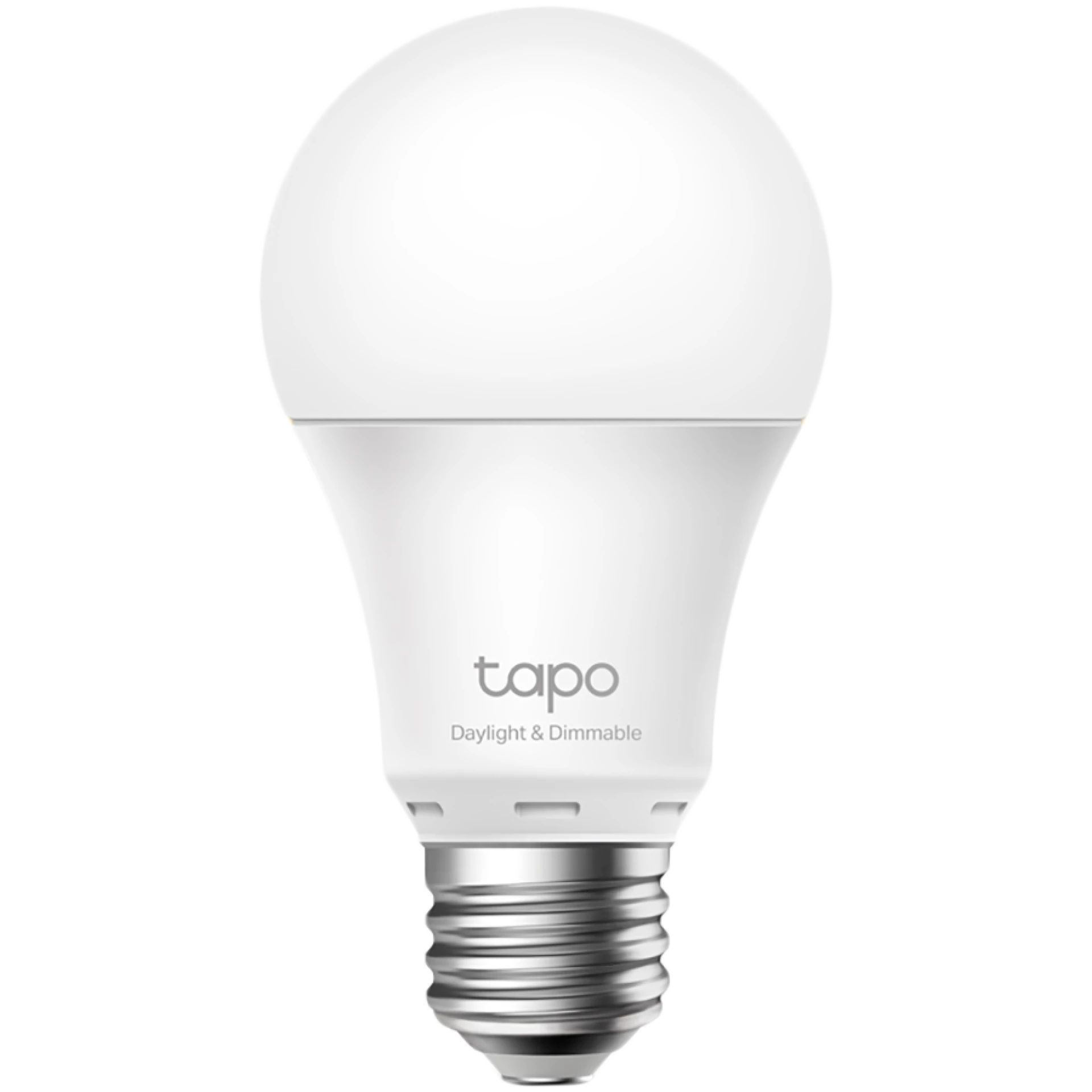 TP-Link Tapo L520E Smart Wi-Fi Light Bulb, Daylight & Dimmable, 2.4 GHz, IEEE 802.11b/g/n, E27 Base, 220–240 V, 50/60 Hz, 806 lm, 7.8 W, 4,000 K, Beam Angle 220° , 8 kWh / 1000h, lifetime up to 15,000 hrs, No Hub Required, Voice control, Tapo app