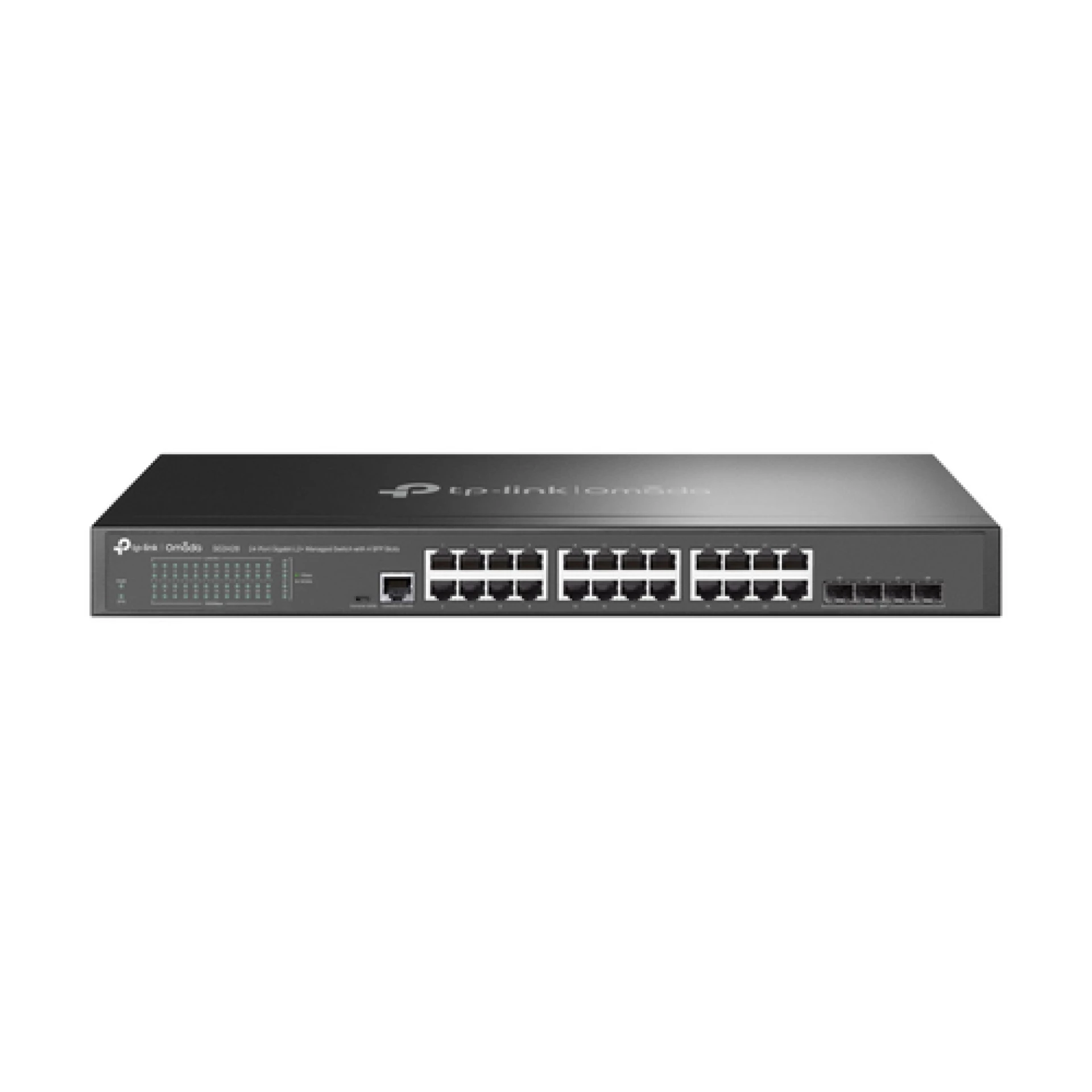 TP-Link SG3428 Omada 24-Port Gigabit L2+ Managed Switch with 4 SFP Slots, 24× Gigabit RJ45 ports and 4× Gigabit SFP slots, Omada APP, Static Routing, VLAN, ACL, QoS, IGMP Snooping, OAM, DDM, ERPS, Fanless, 1U, Zero-TouchProvisioning, ERPS