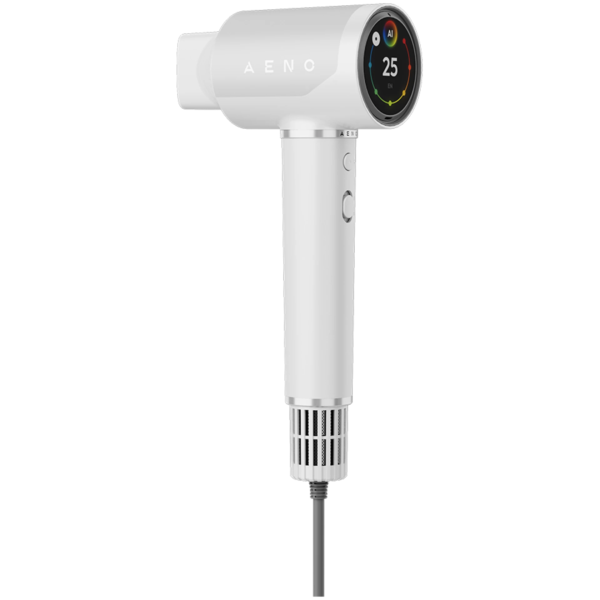 High Speed Hair Dryer, White, 220V-240V~50-60Hz, 1500W, Voice Control, Ionizer, Touch LCD, Infrared Nursing, Infrared Distance Protection, AI Control, Gravity Sensor 110000RPM, Noise less than 67dB