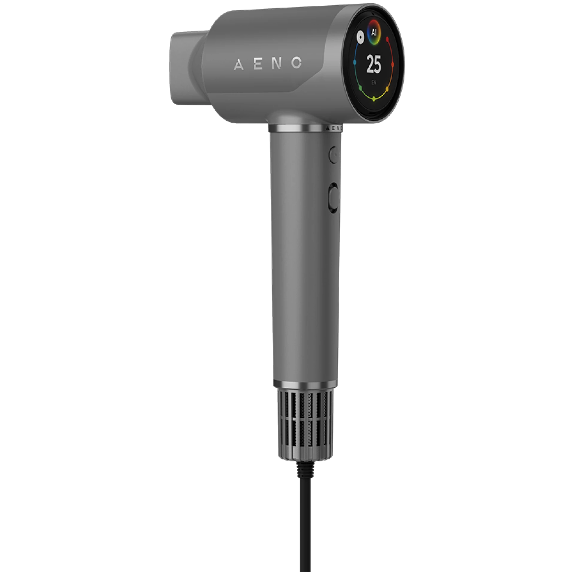 High Speed Hair Dryer, Grey, 220V-240V~50-60Hz, 1500W, Voice Control, Ionizer, Touch LCD, Infrared Nursing, Infrared Distance Protection, AI Control, Gravity Sensor 110000RPM, Noise less than 67dB
