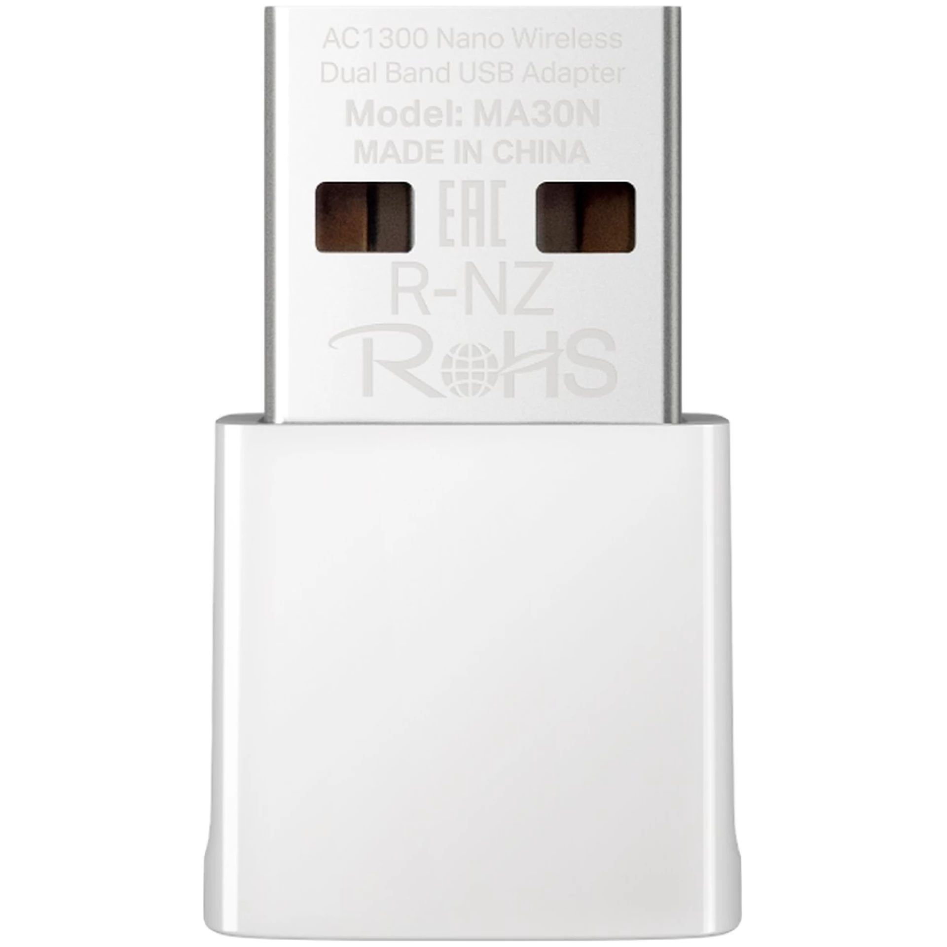 Mercusys MA30N AC1300 Nano Wireless Dual Band USB Adapter, 400 Mbps at 2.4 GHz + 867 Mbps at 5 GHz, Internal Antennas, USB 2.0, Nano Size, MU-MIMO, WPA3