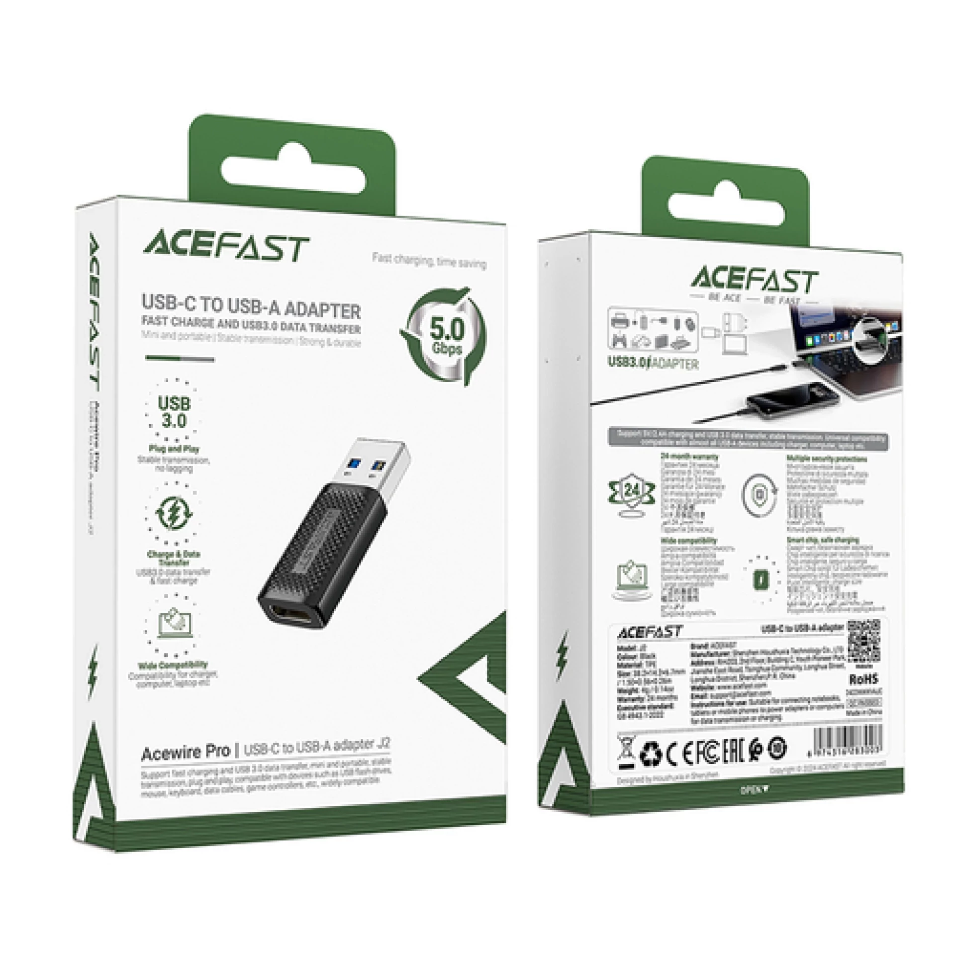 Adapter Acefast J2 USB 3.0 OTG to USB Type-C 3.0 5Gb/s adapter