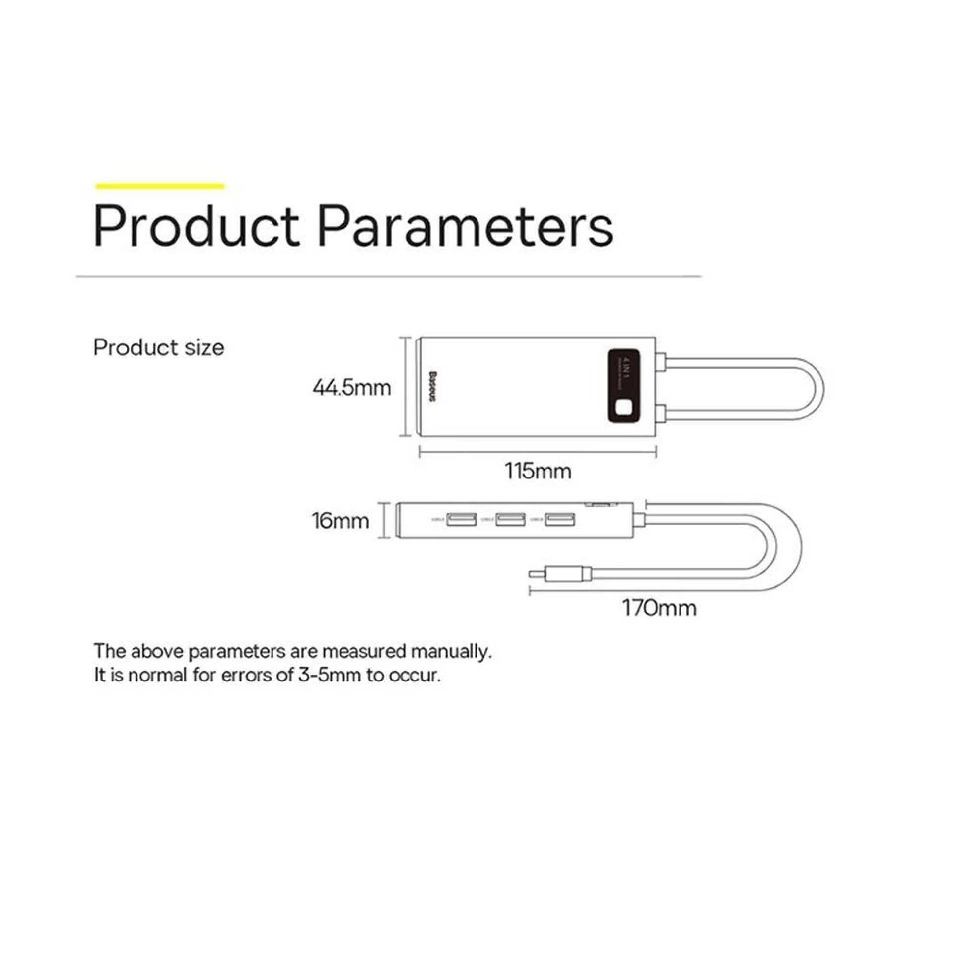 Adapter BASEUS HUB 4in1 Type C 0,17 m sivi
