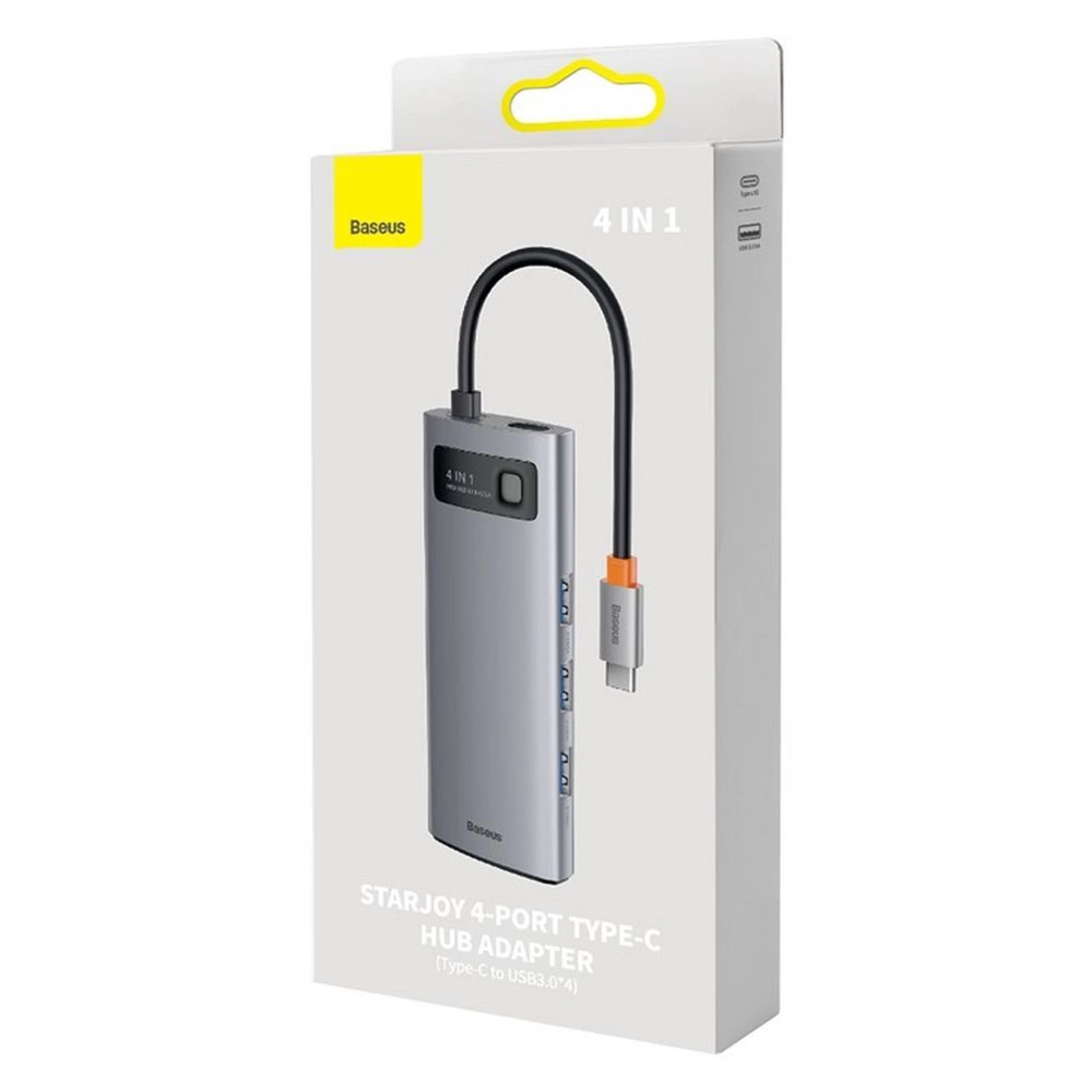 Adapter BASEUS HUB 4in1 Type C 0,17 m sivi