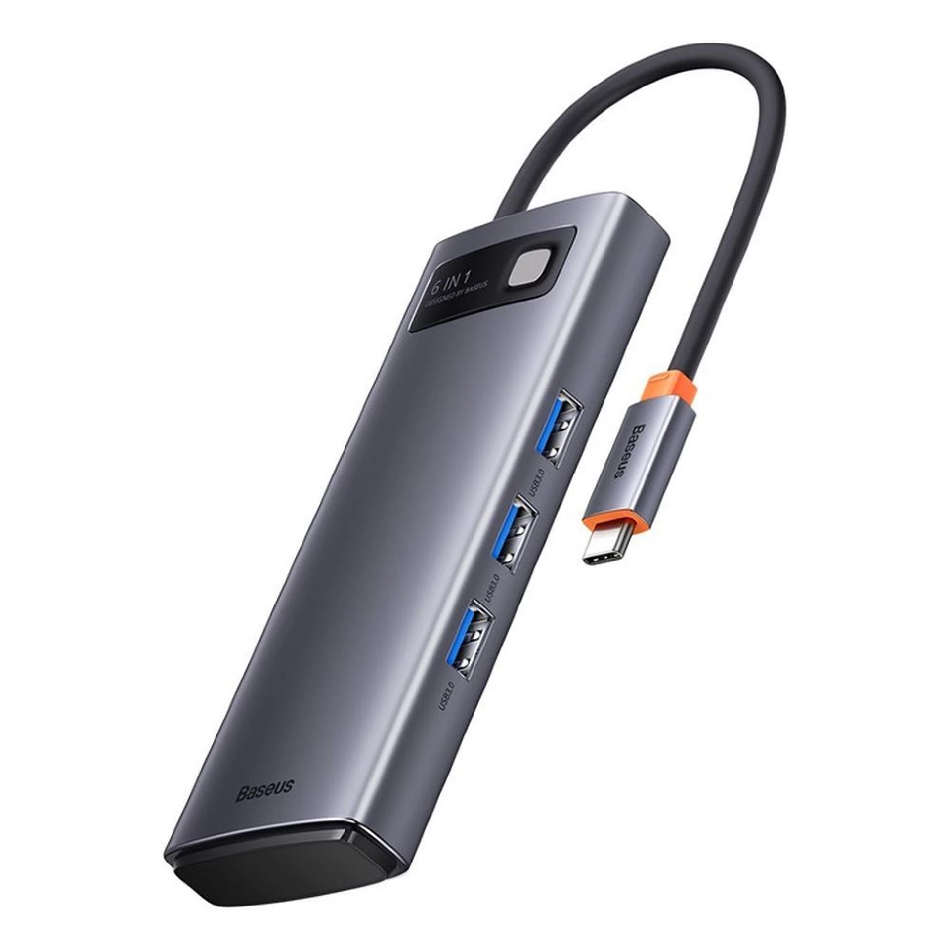 Adapter BASEUS HUB 6in1 Type C 0,15 m sivi