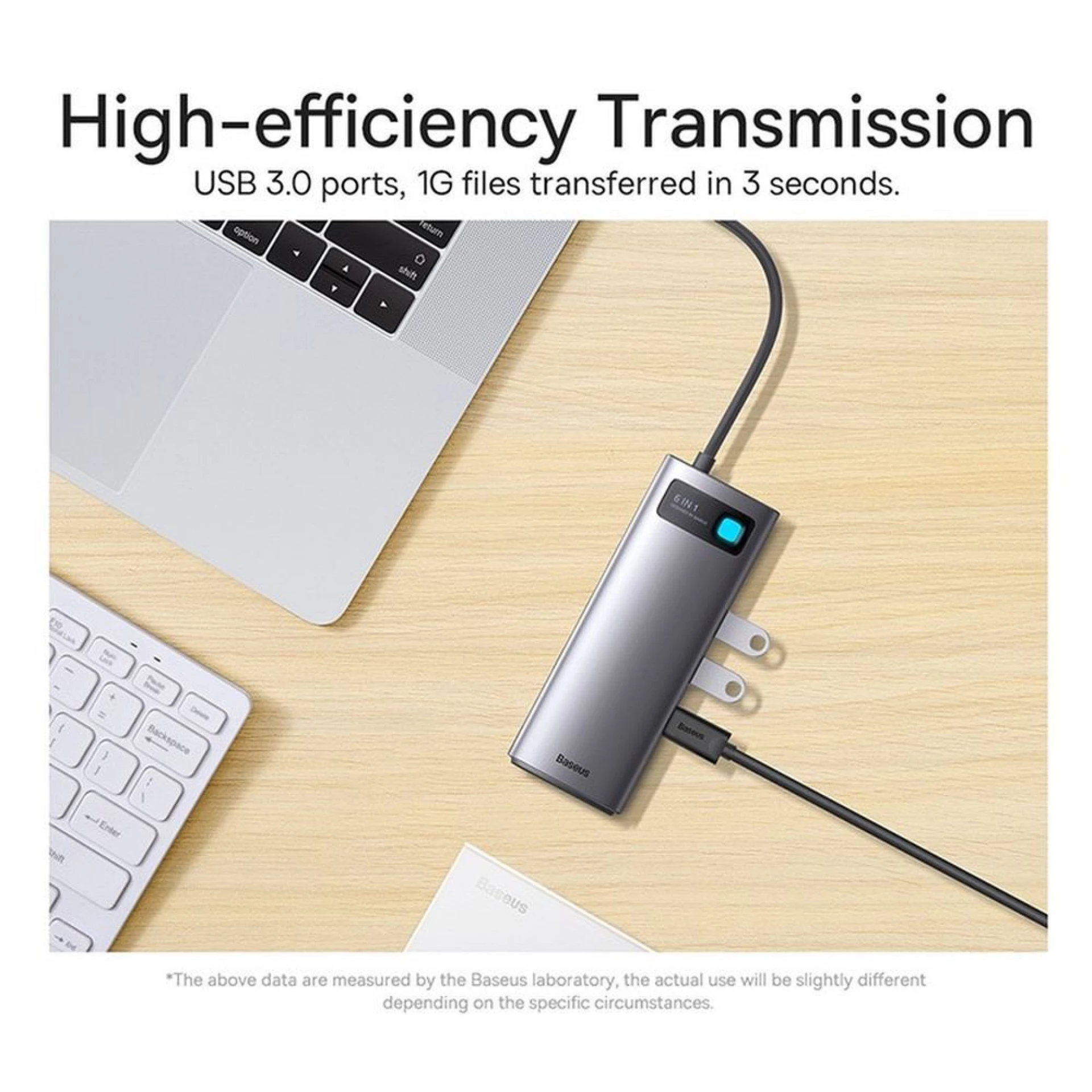 Adapter BASEUS HUB 6in1 Type C 0,15 m sivi