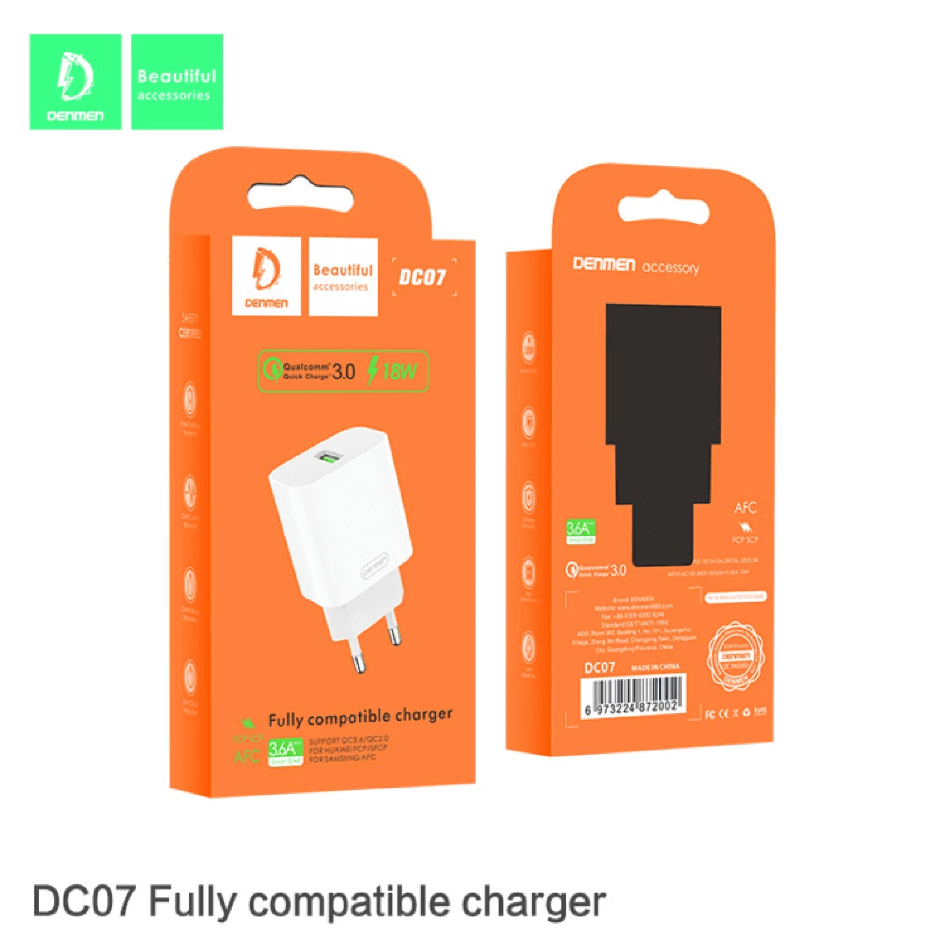 Adapter DENMEN DC07 QC3.0 USB 18W