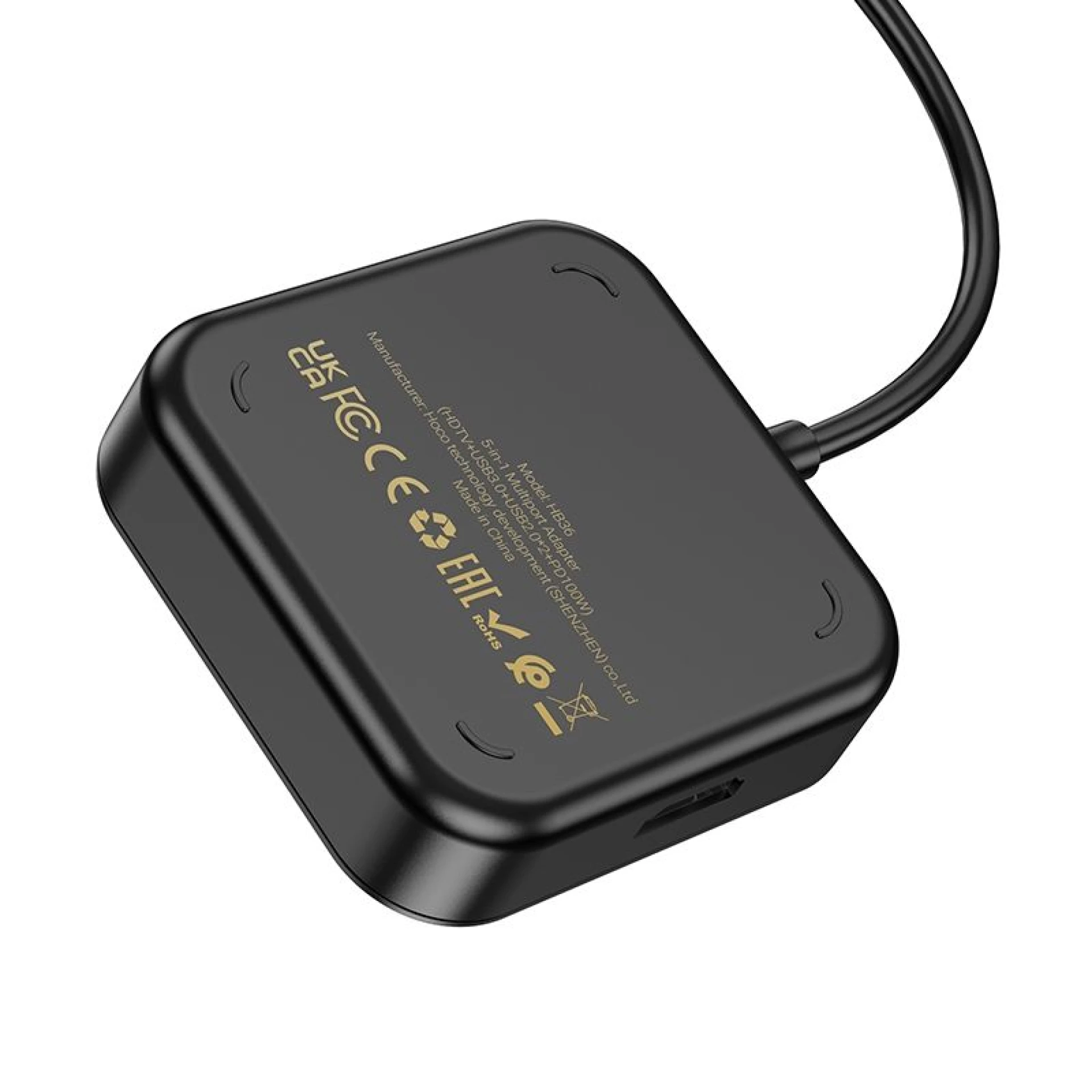 Adapter HOCO HUB 5in1 Type C HB36 0,2 m black