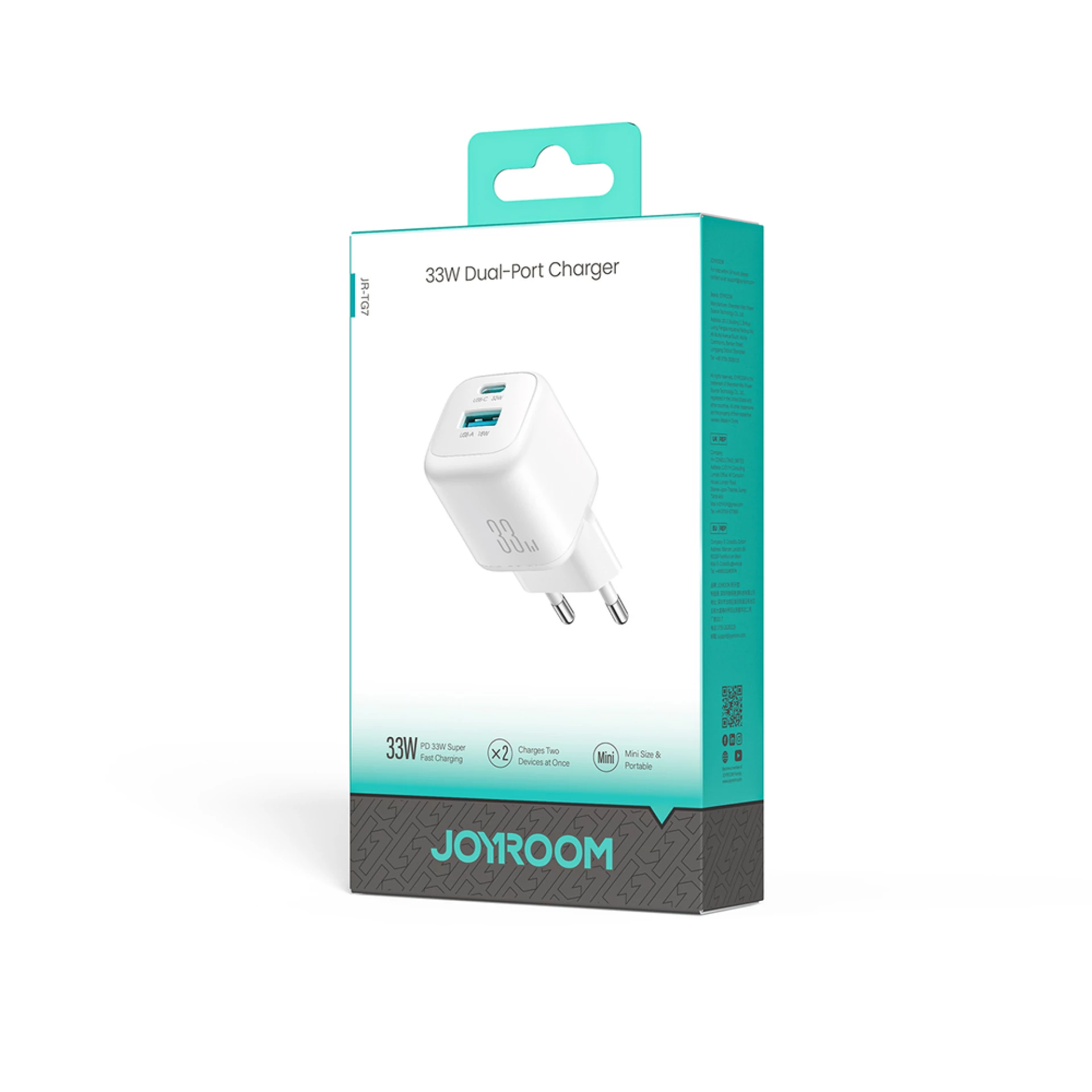 Adapter Joyroom JR-TG7 33W USB-A + USB-C Charger bijeli