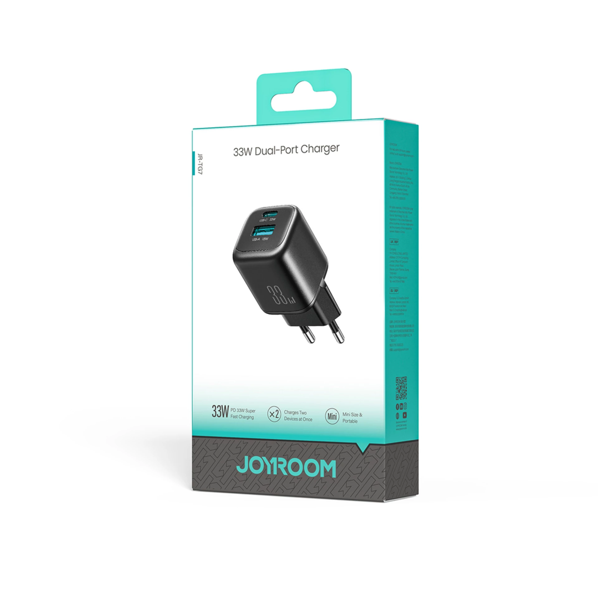 Adapter Joyroom JR-TG7 33W USB-A + USB-C Charger crni