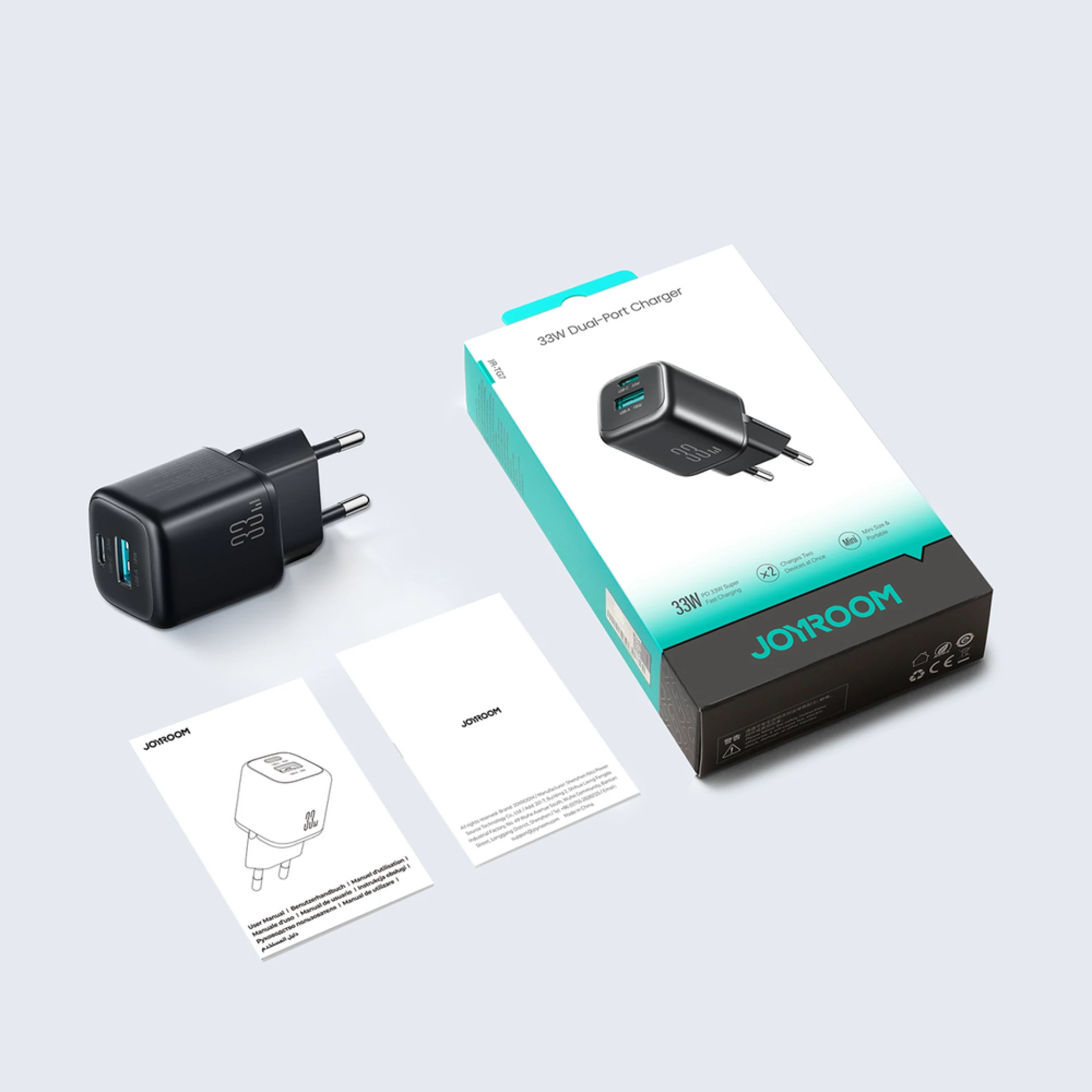 Adapter Joyroom JR-TG7 33W USB-A + USB-C Charger crni