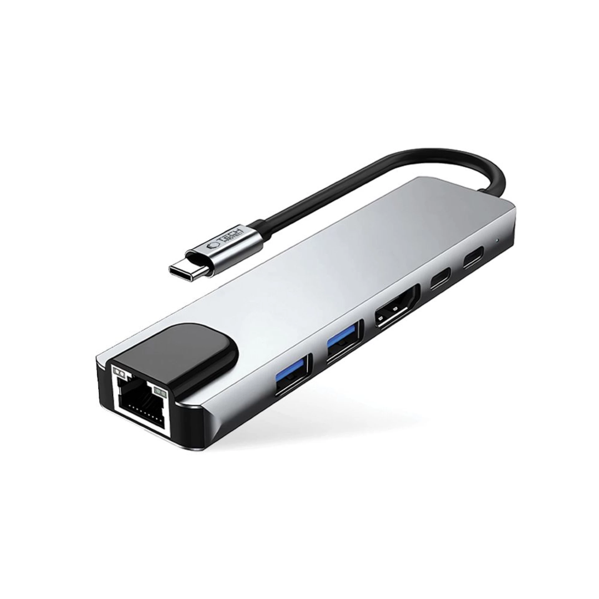 Adapter Tech-Protect HB02 HUB 6in1 Type C sivi