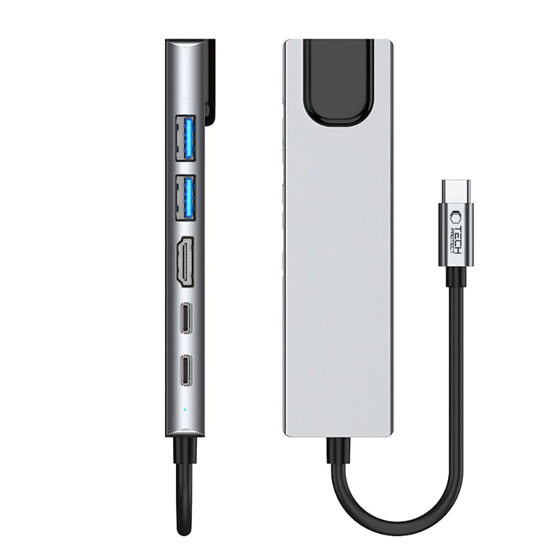 Adapter Tech-Protect HB02 HUB 6in1 Type C sivi