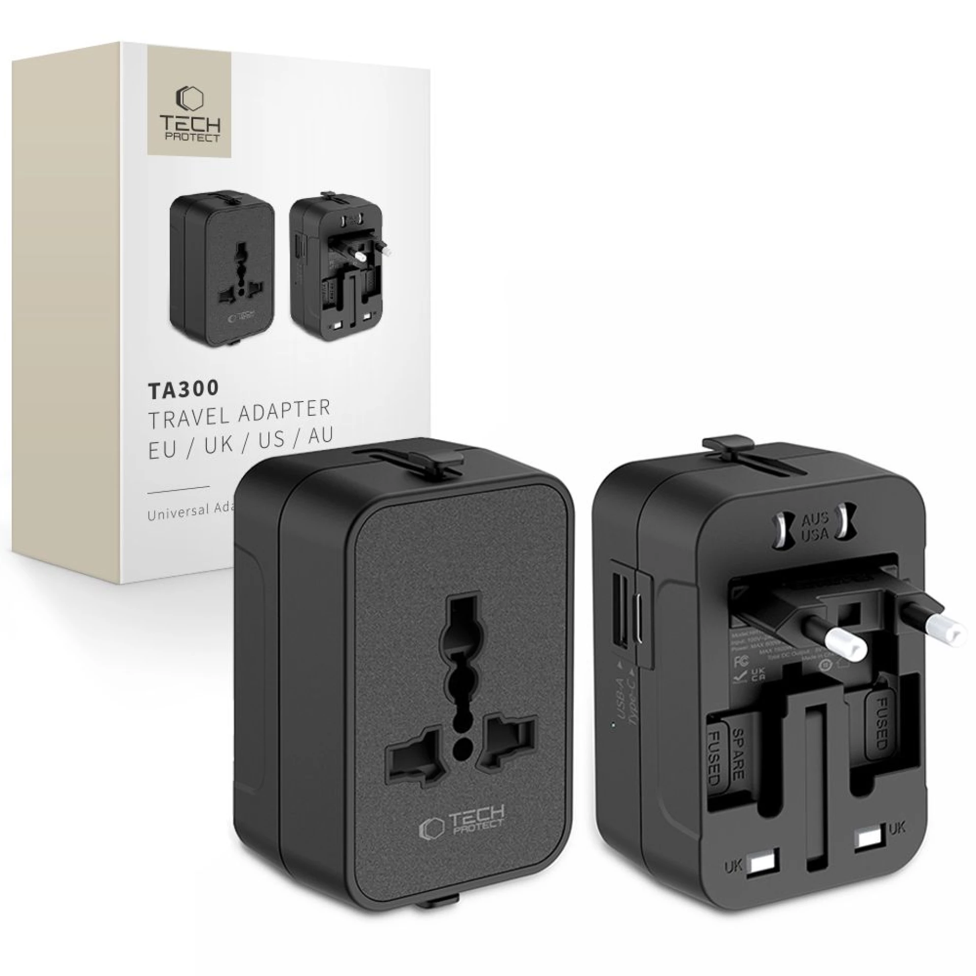 Adapter Tech-Protect TA300 Travel Adapter EU / UK / AU