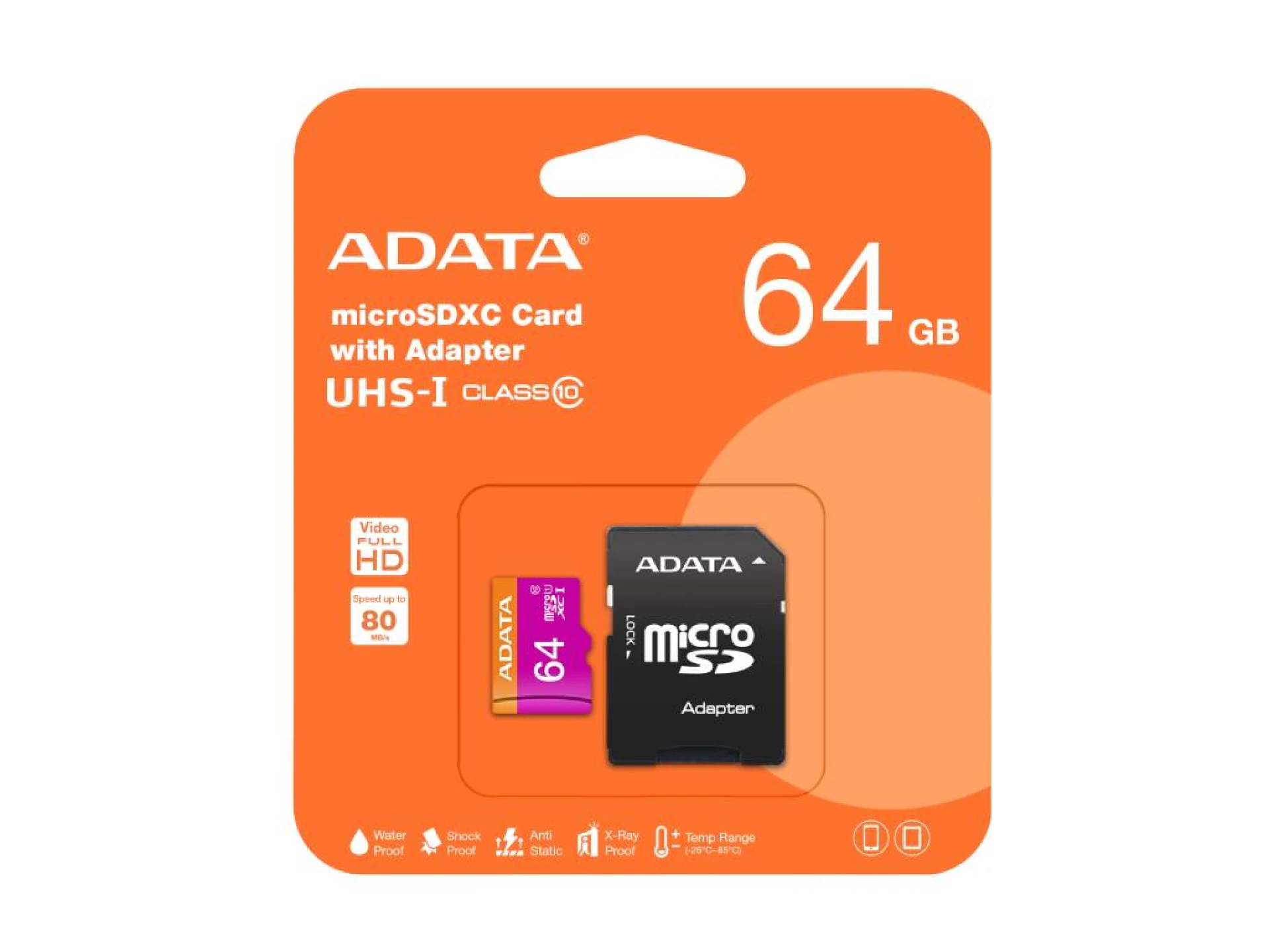 ADATA MicroSD 64GB Premier UHS Class 10, V10 100/25 Mbps microSDXC