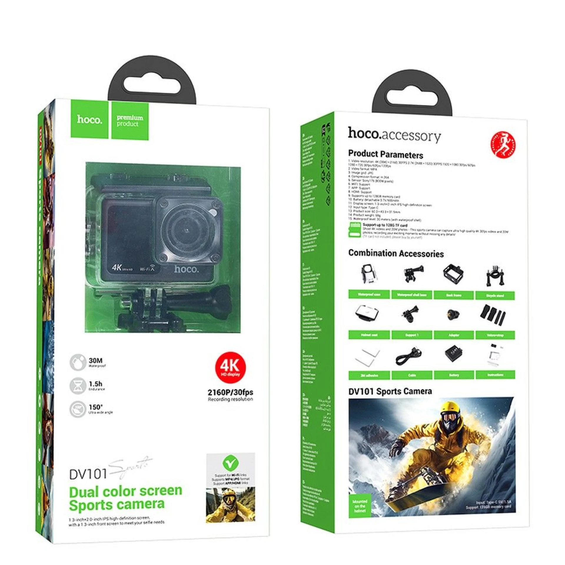 Akciona kamera HOCO sports camera 4K/30fps DV101 crna