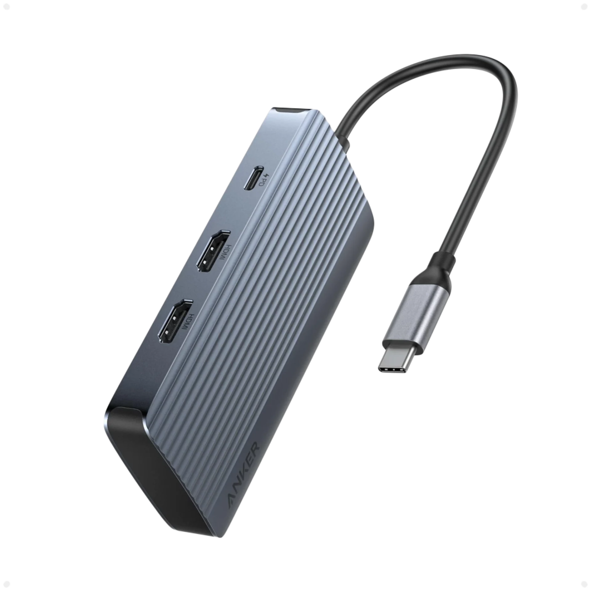 Anker USB-C Hub (7-in-1, Dual Display) Gray