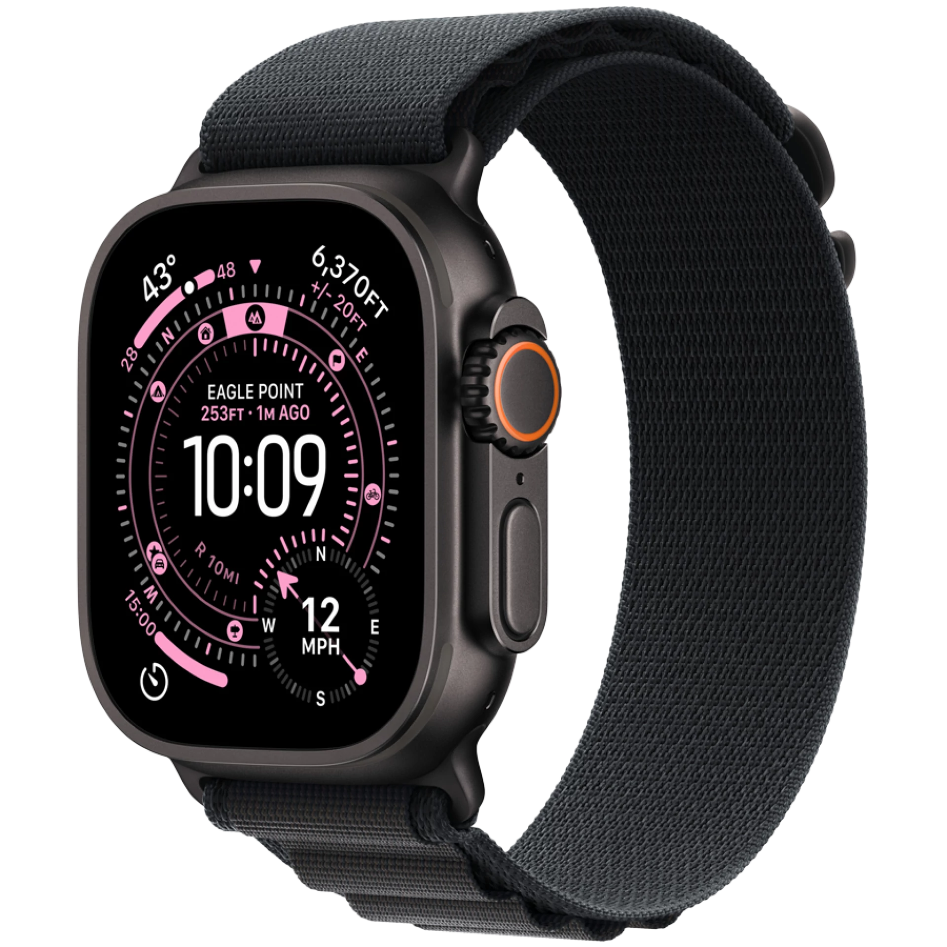 Apple Watch Ultra 3 Cellular 49mm Black Titanium Case with Black Alpine Loop - Large