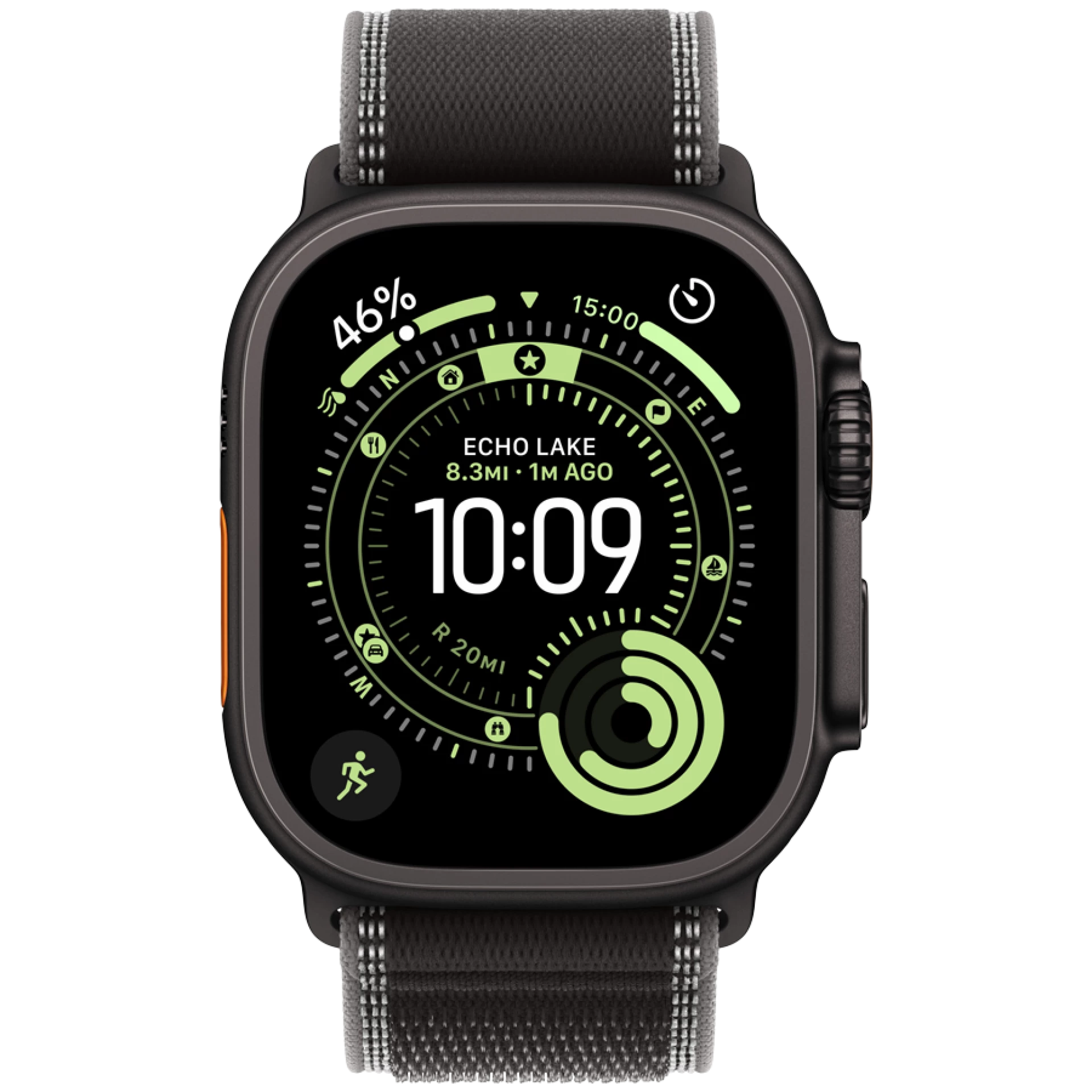Apple Watch Ultra 3 Cellular 49mm Black Titanium Case with Black/Charcoal Trail Loop - M/L