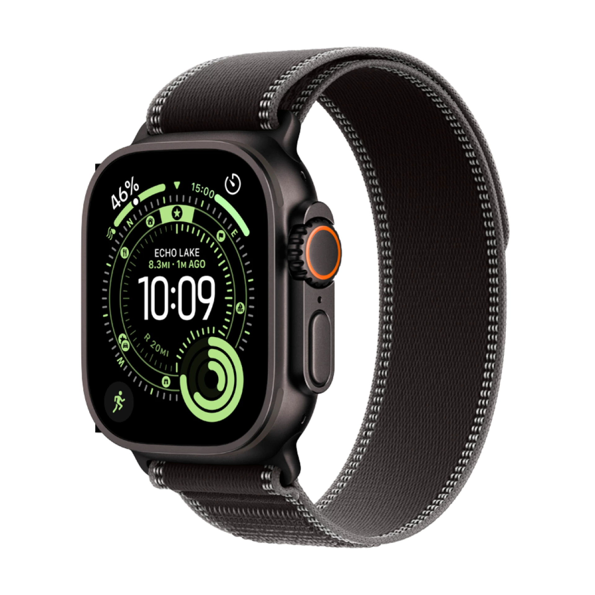 Apple Watch Ultra 3 Cellular 49mm Black Titanium Case with Black/Charcoal Trail Loop - M/L