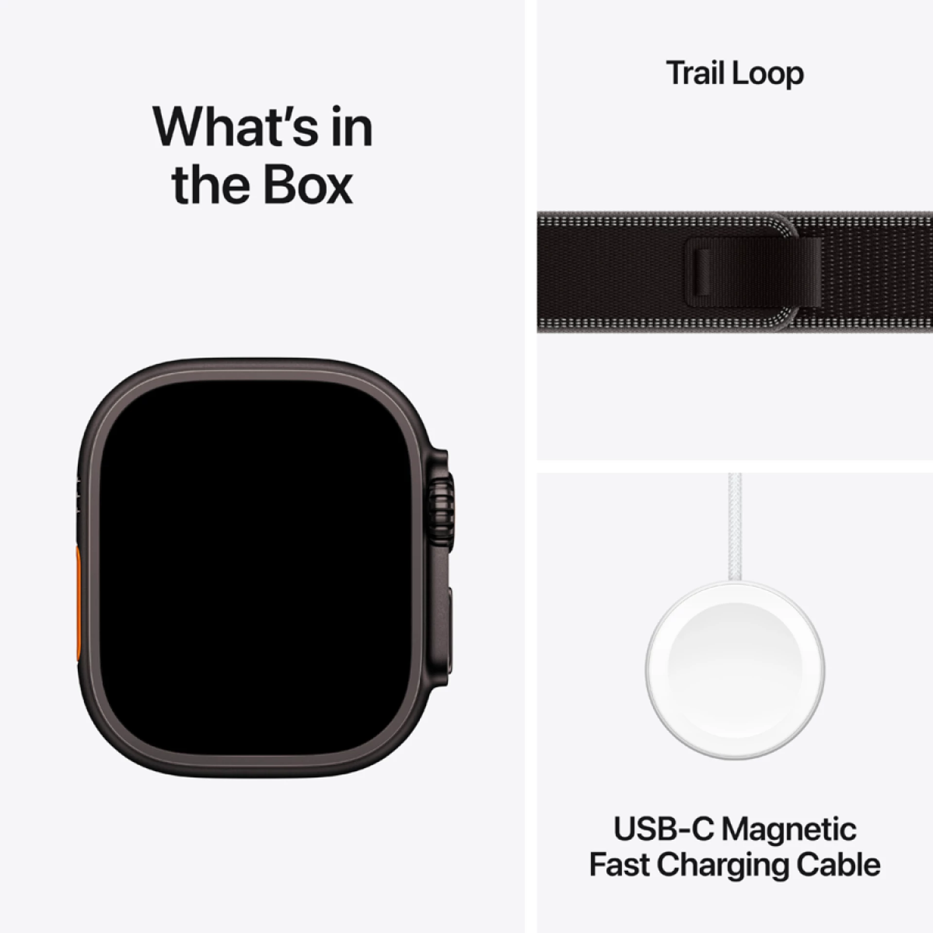 Apple Watch Ultra 3 Cellular 49mm Black Titanium Case with Black/Charcoal Trail Loop - M/L