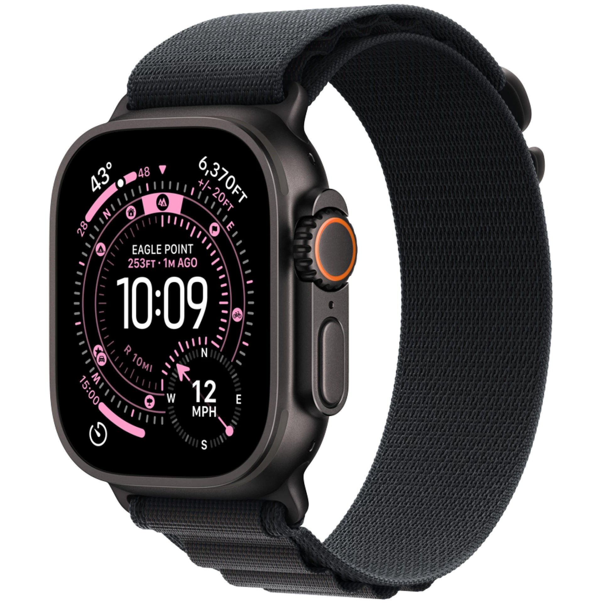Apple Watch Ultra 3 Cellular 49mm Black Titanium Case with Black Titanium Milanese Loop - Medium