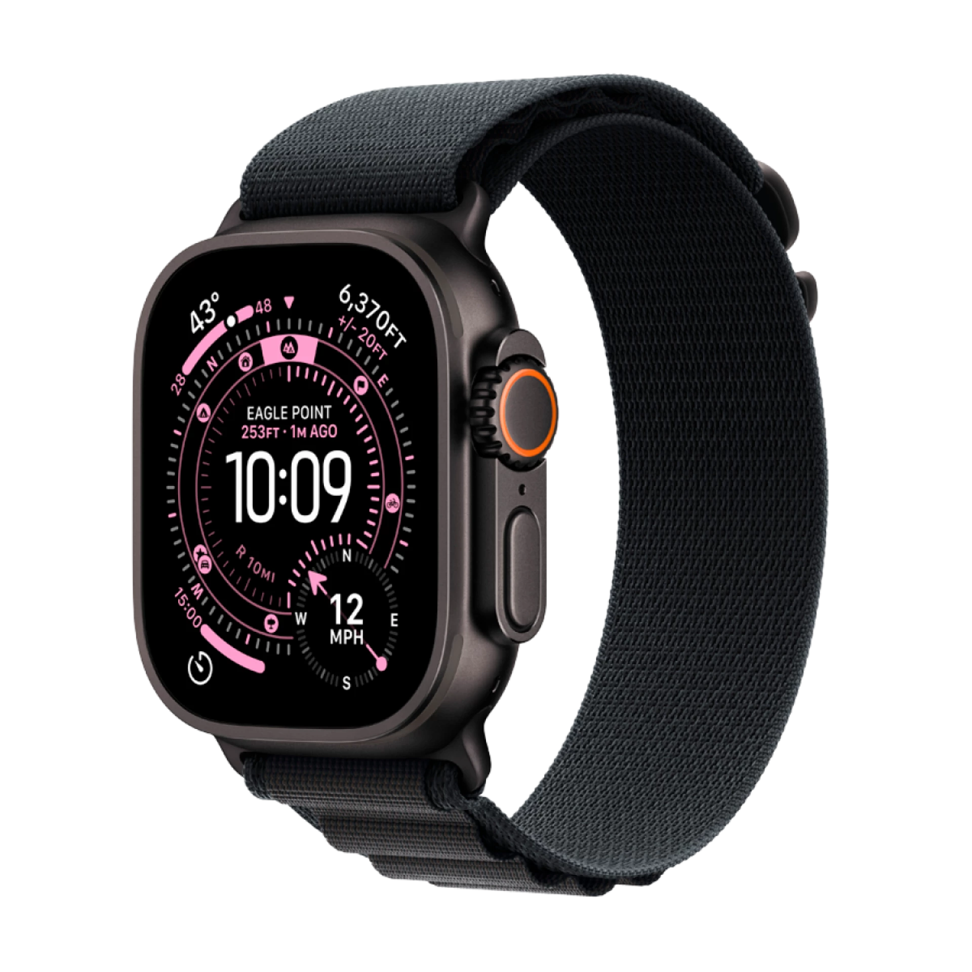 Apple Watch Ultra 3 Cellular 49mm Black Titanium Case with Black Titanium Milanese Loop - Medium