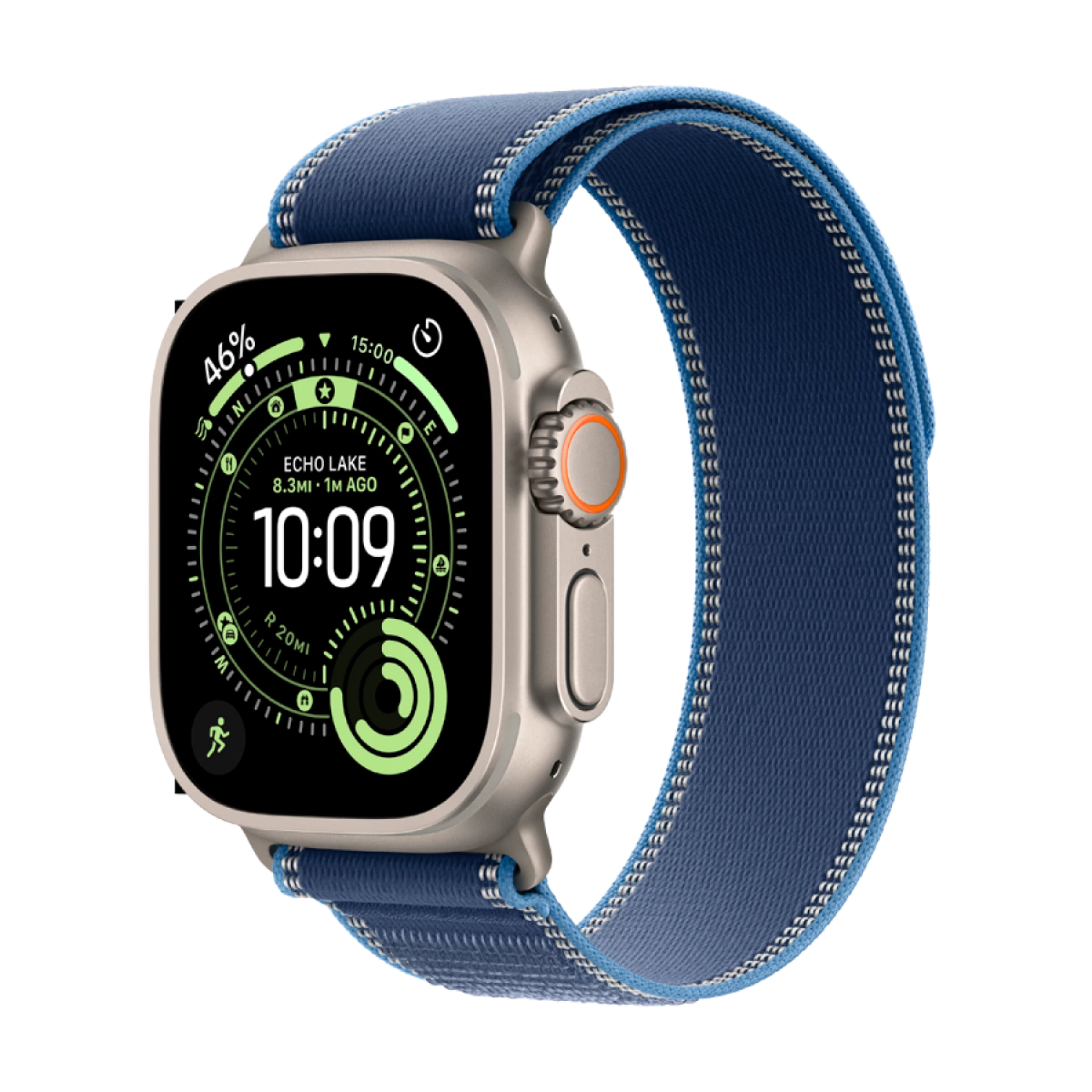 Apple Watch Ultra 3 Cellular 49mm Natural Titanium Case with Blue/Bright Blue Trail Loop - M/L