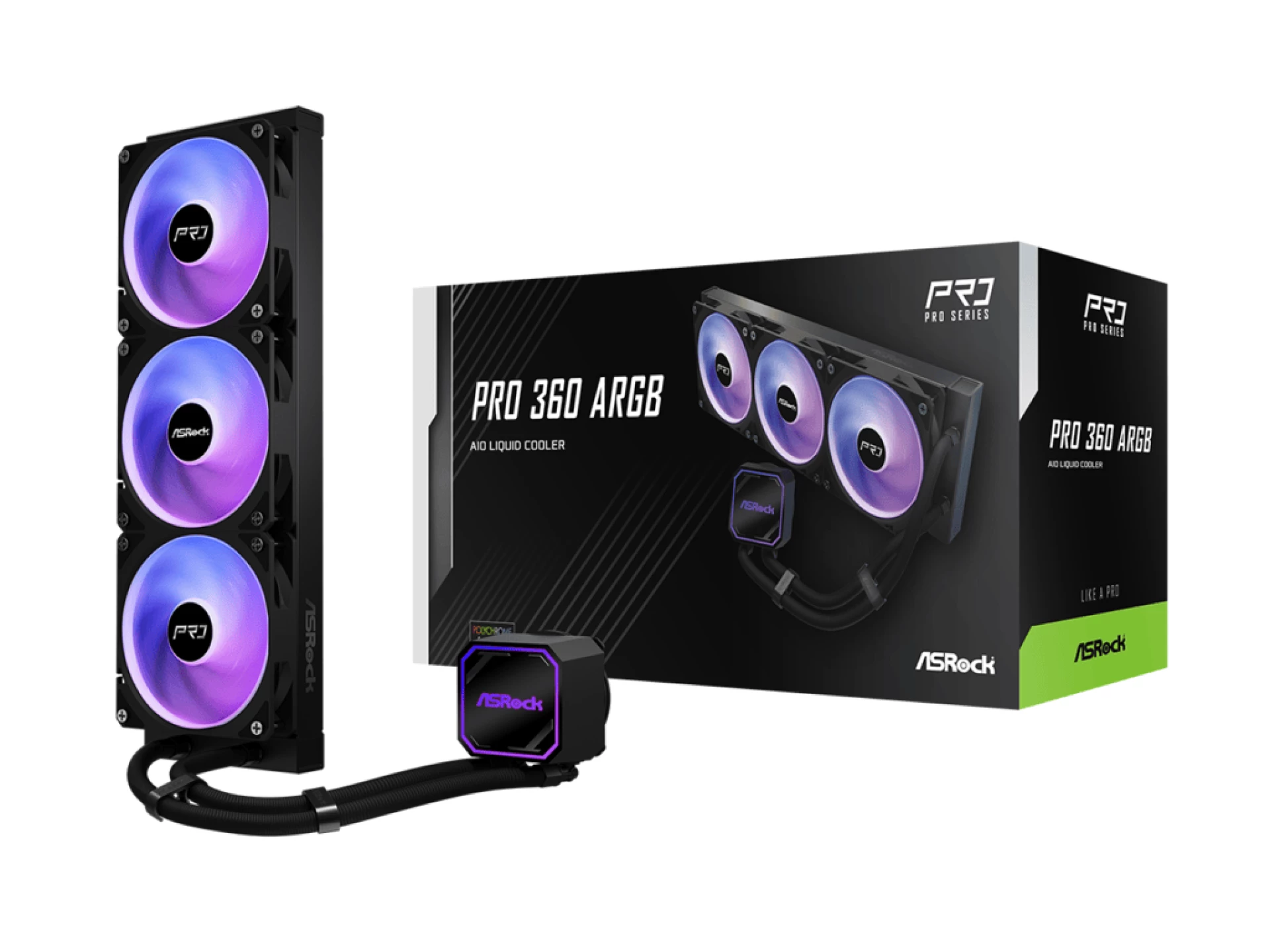 ASROCK 360 A-RGB AIO BlackCPU Liquid Cooler, PRO1851, 1700, AM4, AM5