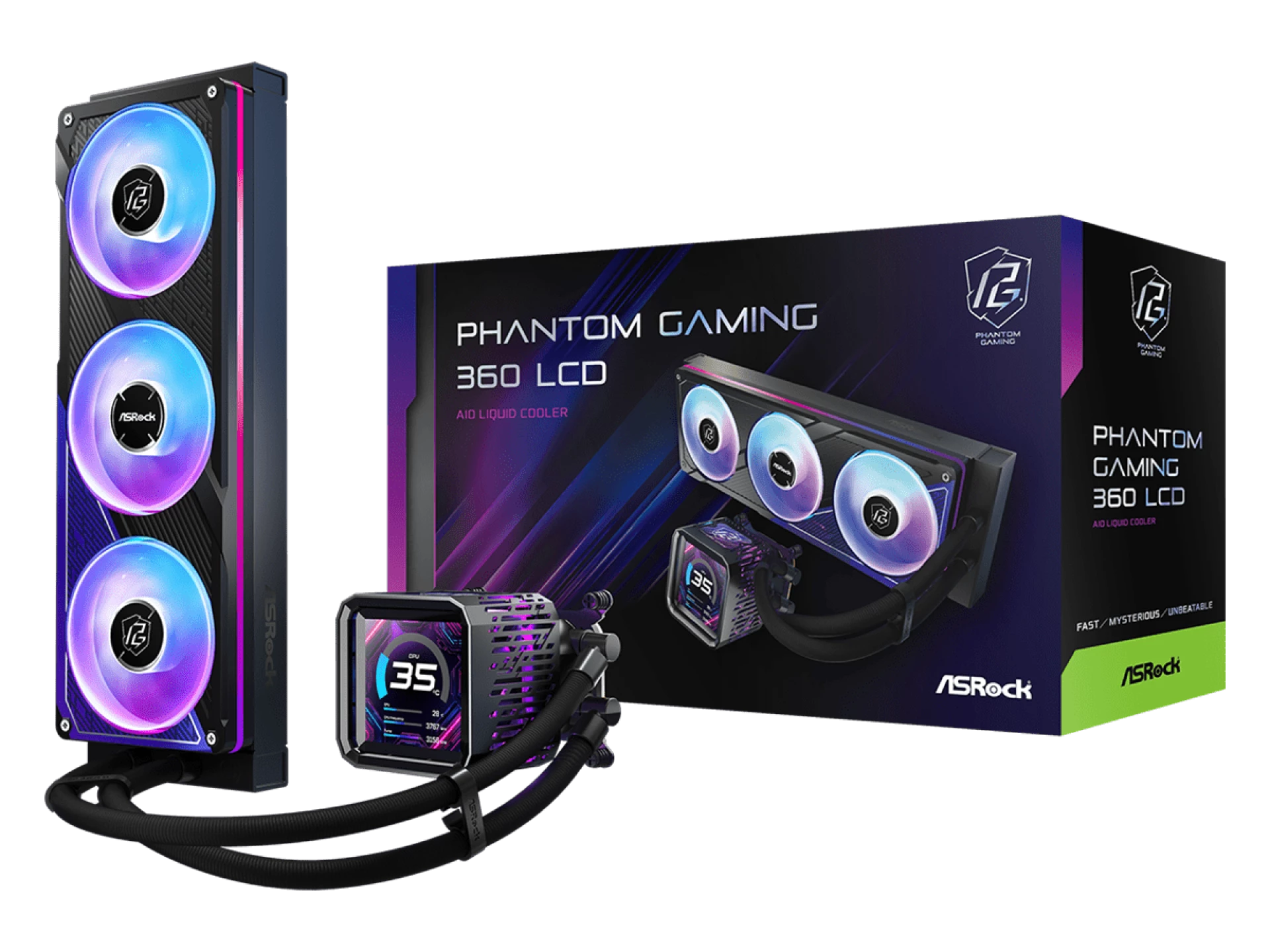 ASROCK 360 A-RGB LCD AIOLiquid Cooler, Phantom Gaming3.4" LCD, 1851, 1700, AM4, AM5