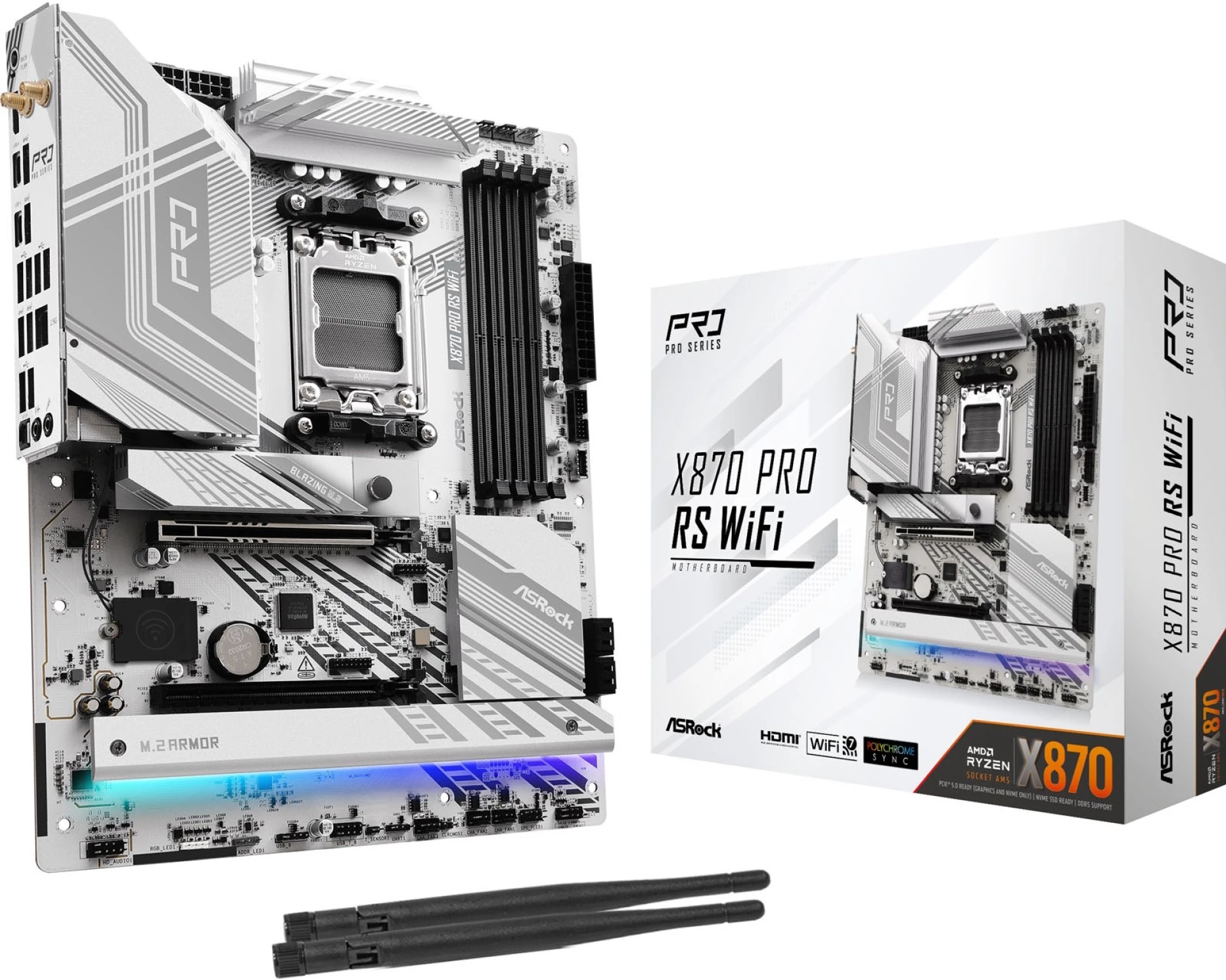ASROCK MB X870 PRO RS WIFIAMD X870, 4xDDR5, 3xM.24xSATA, WIFI7, USB4, RAID, ATX, 2.5G LAN
