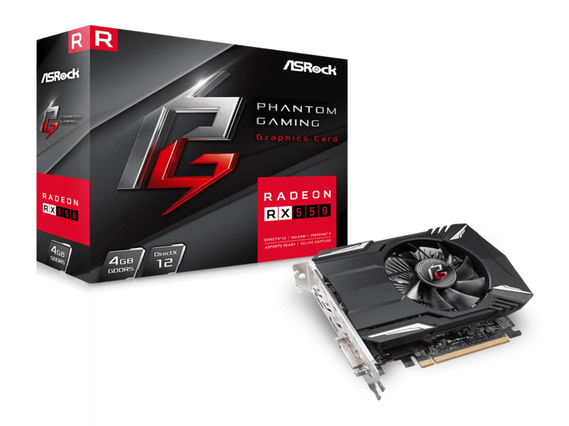ASROCK Phantom Gaming RX550 4GAMD Radeon RX 5504GB GDDR5 128bit;DVI,HDMI,DP