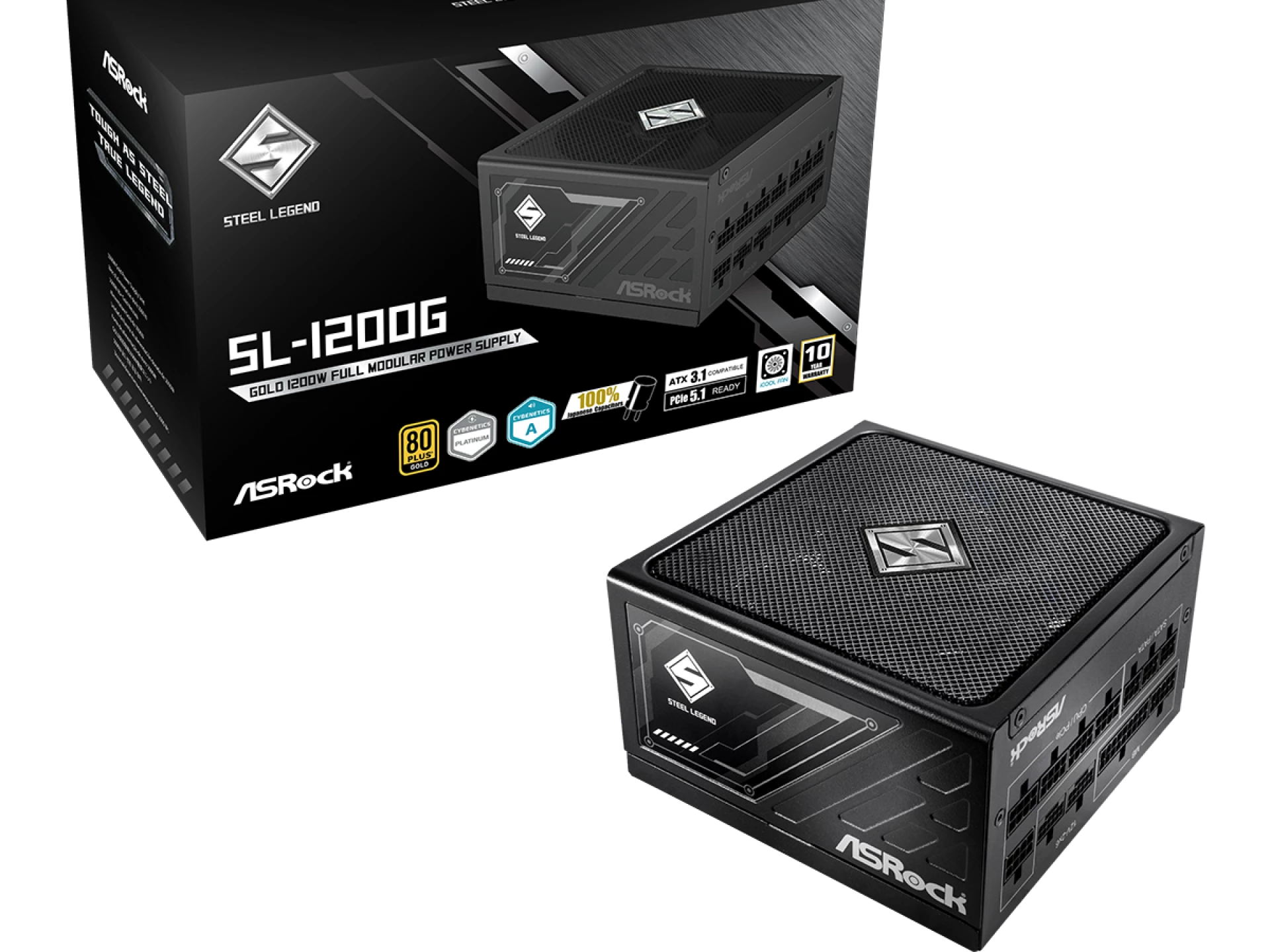ASROCK PSU 1200W Gold SLFully Modular, 80PLUS135mm fan, ATX 3.1, PCIe 5.1