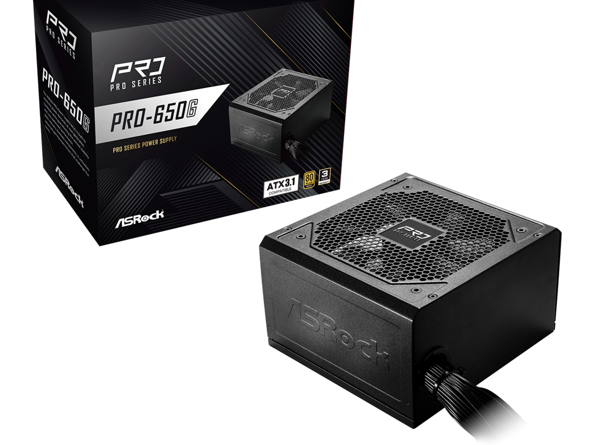 ASRock PSU 650W Gold, Pro80PLUS, 120mm fan, ATX 3.1PCIe 5.1