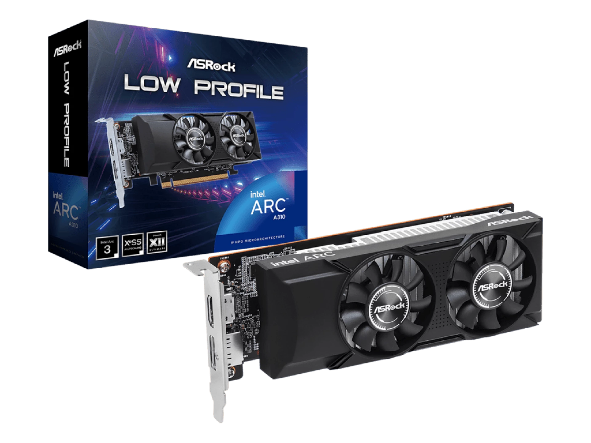 ASROCK VGA A310 LP 4Glow profileIntel Arc A310;4GB GDDR6 64bit;HDMI,DP