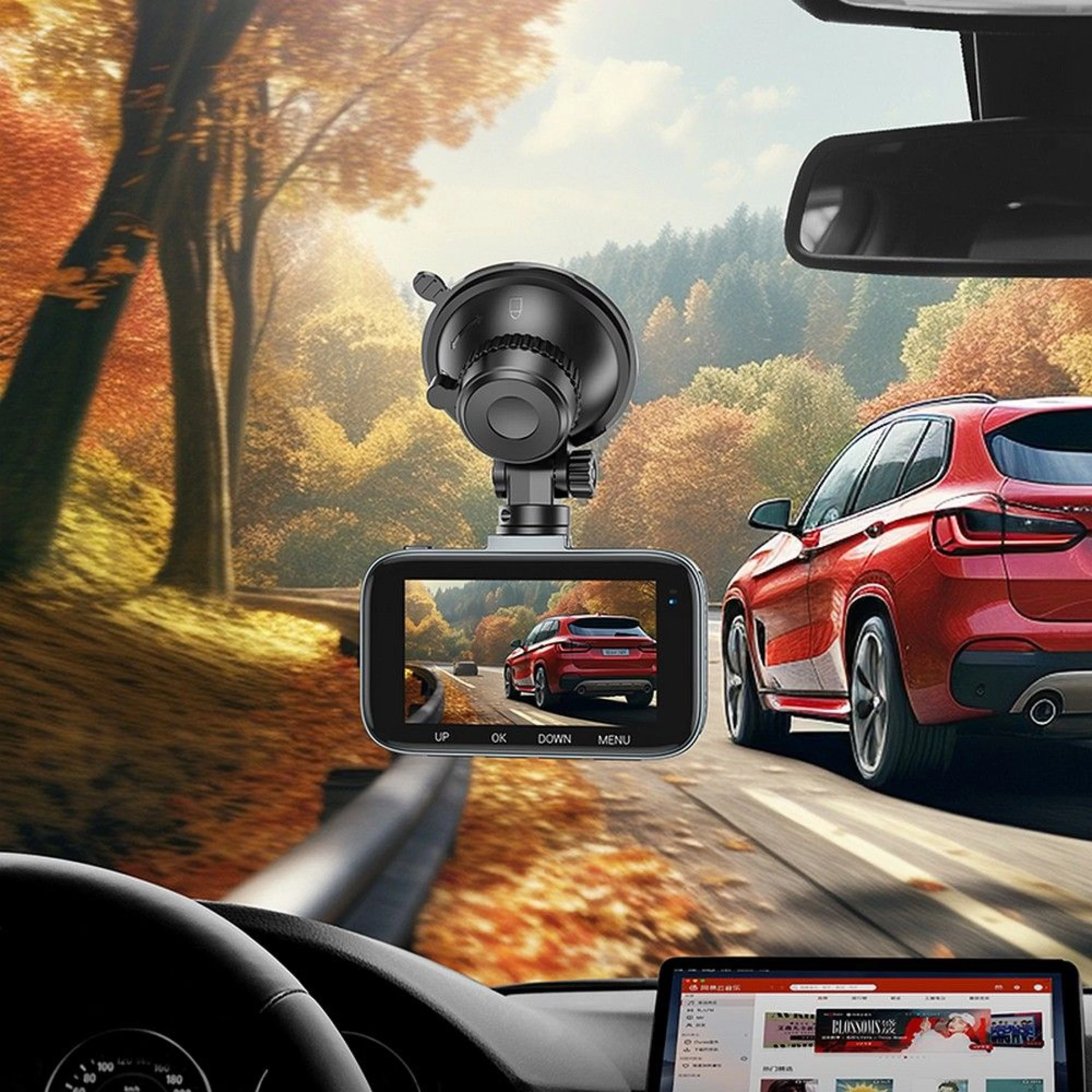 Auto kamera HOCO sa displejom 3inch + zadnja kamera 1080P/30fps DV6