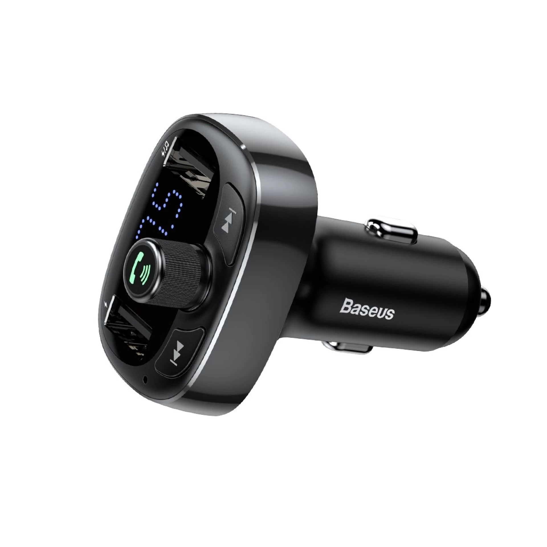 Auto punjač BASEUS 2 x USB A + transmitter FM BT 3,4A S-09 black