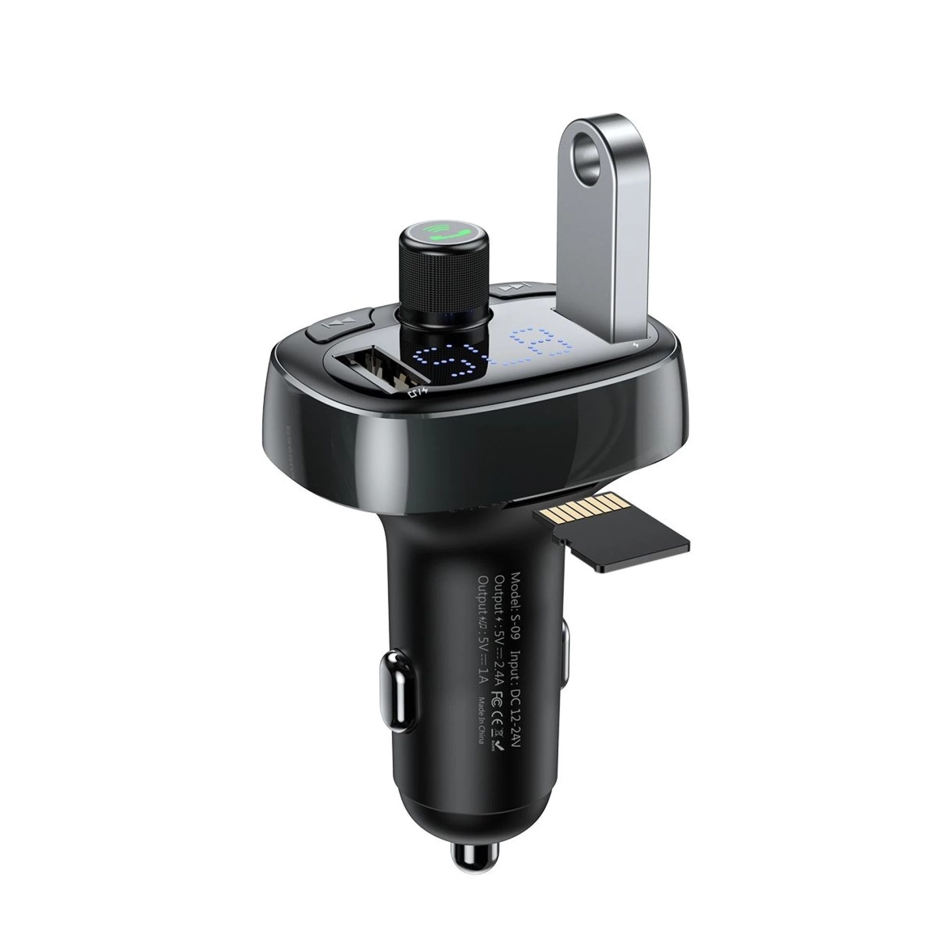 Auto punjač BASEUS 2 x USB A + transmitter FM BT 3,4A S-09 black