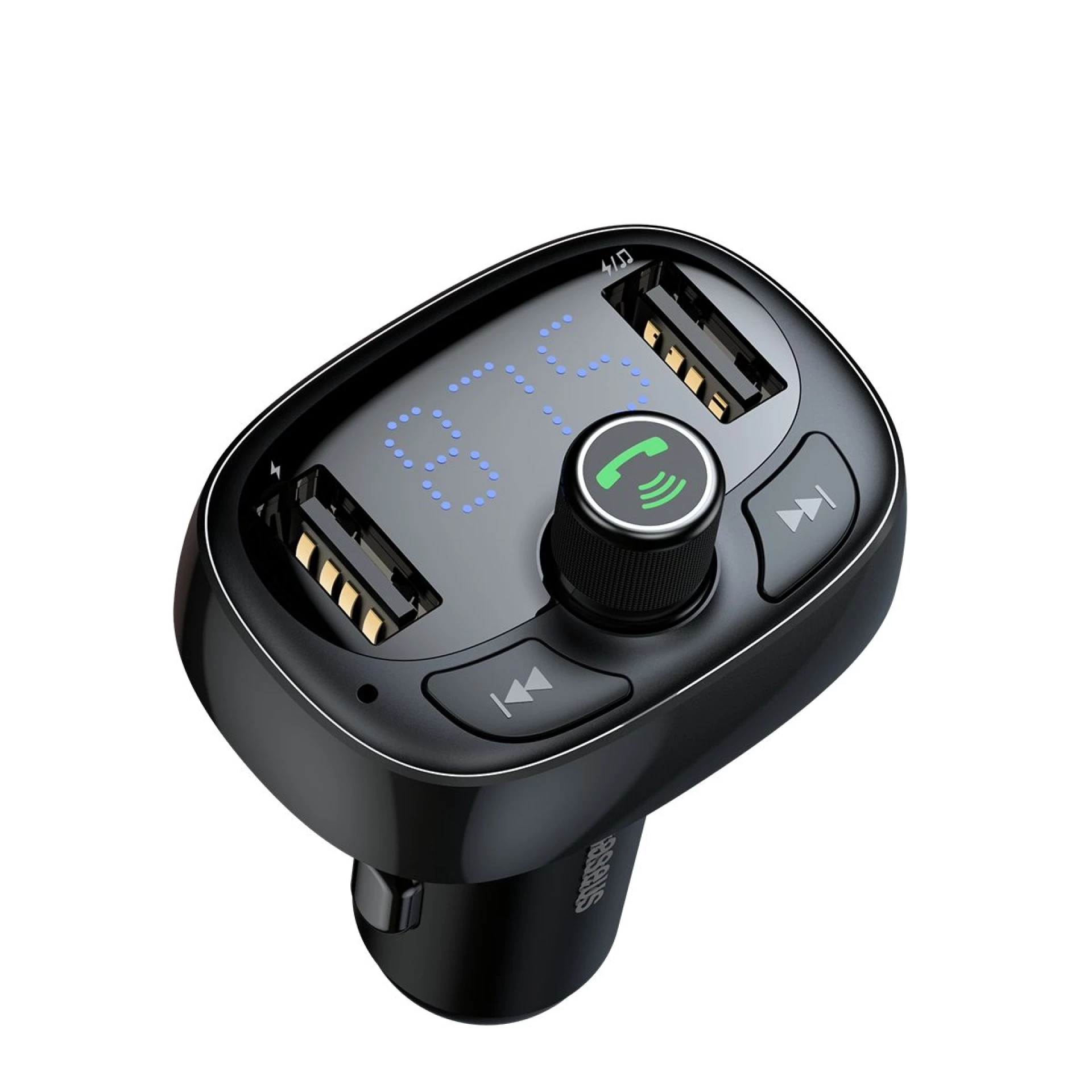 Auto punjač BASEUS 2 x USB A + transmitter FM BT 3,4A S-09 black